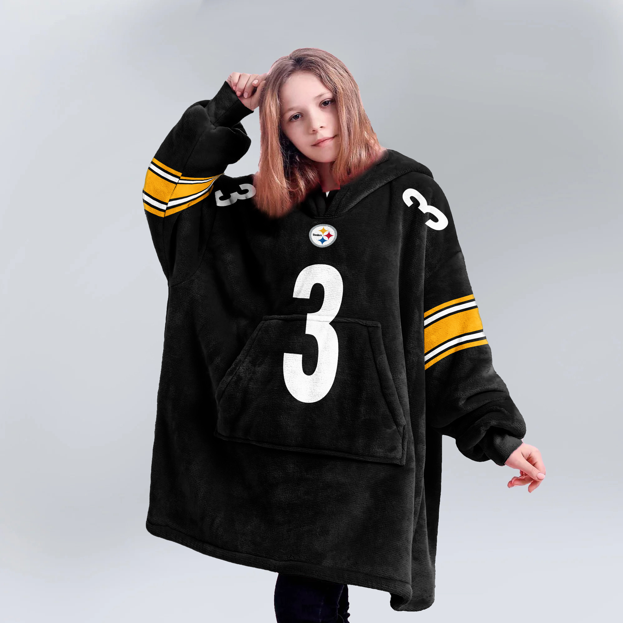 Adult R.W 3 Pittsburgh Football Unisex Blanket Hoodie