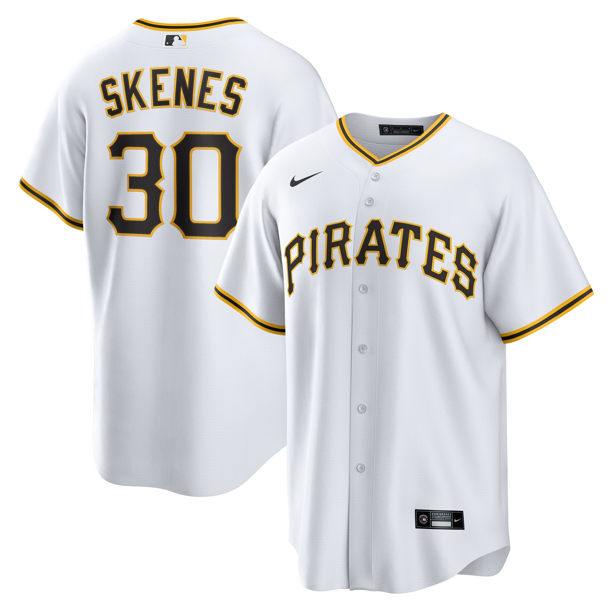 Men's Pittsburgh Pirates Paul Skenes  White Home Replica Player Jersey