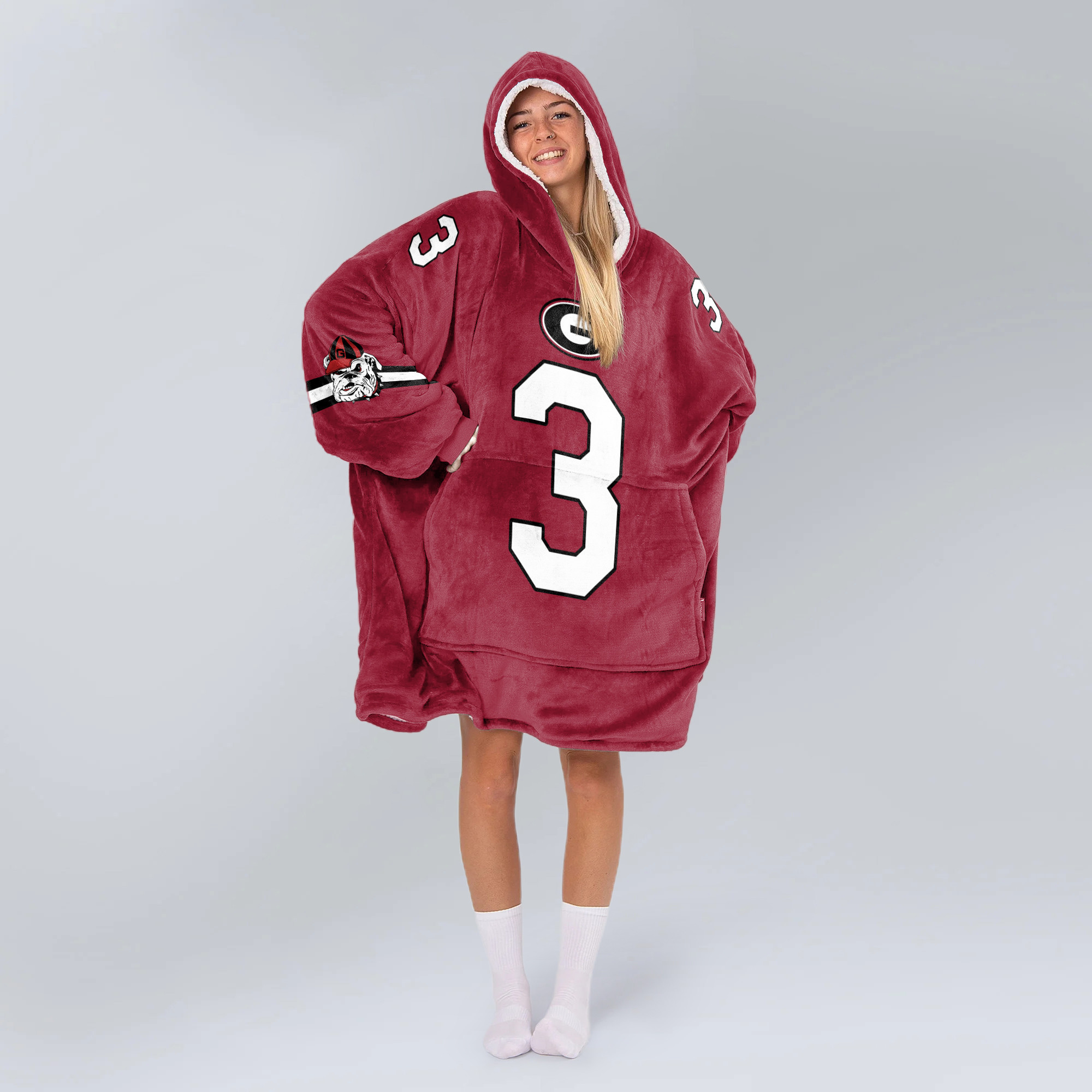 Adult 3 Georgia Football Unisex Blanket Hoodie