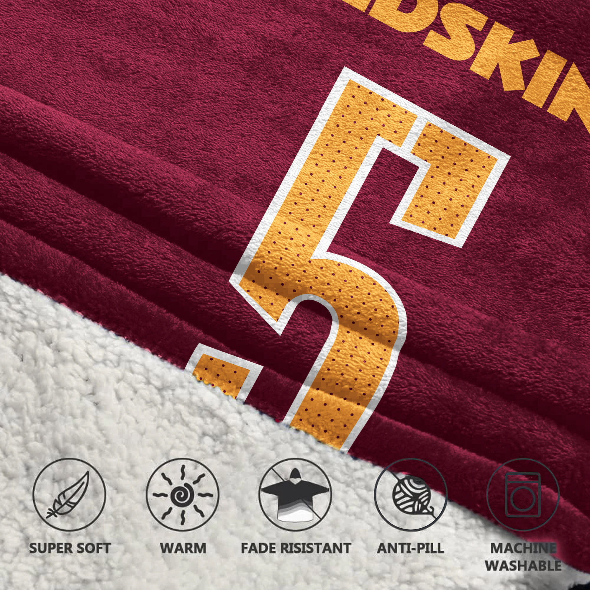 Adult 5 Washington Football Unisex Blanket Hoodie