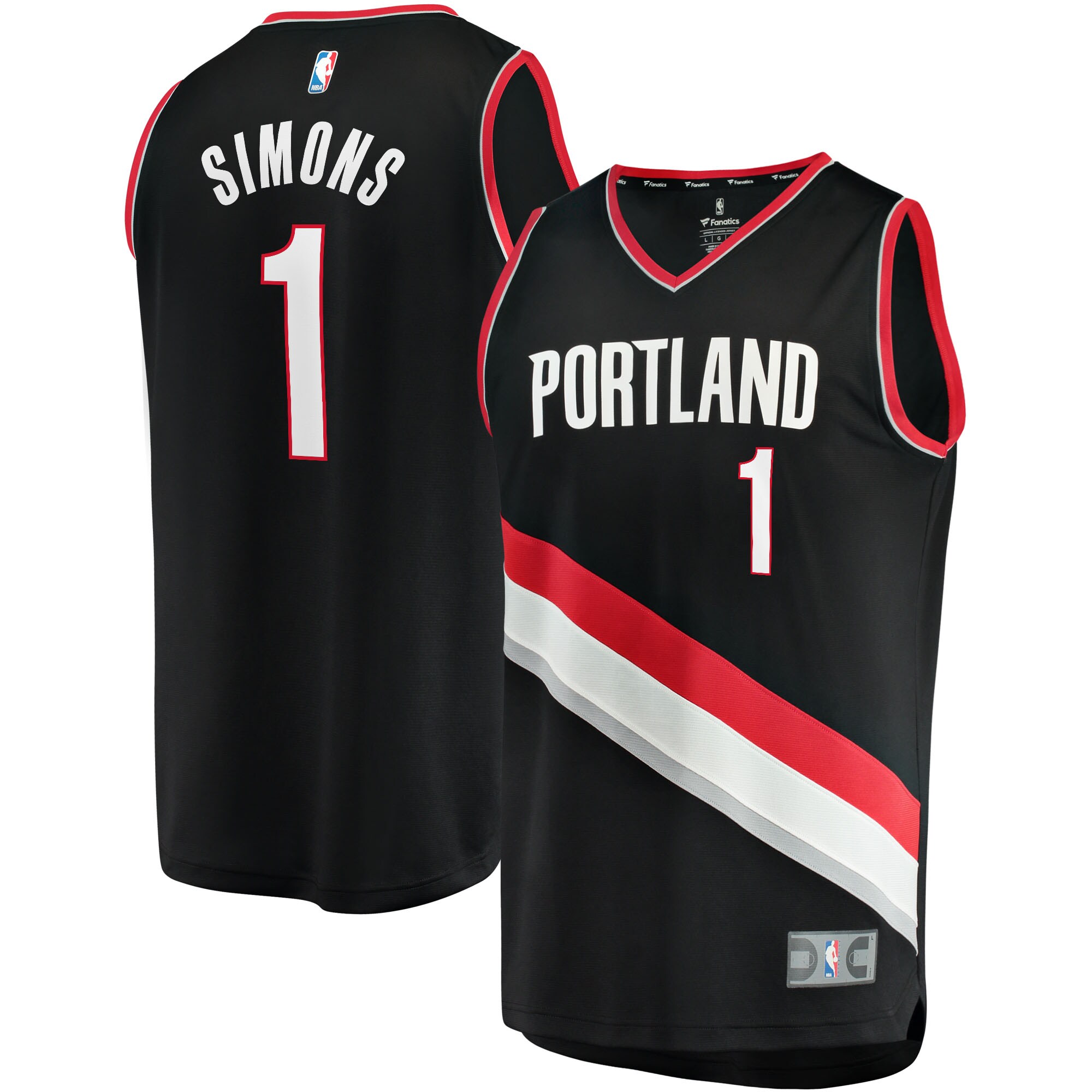 Anfernee Simons Portland Trail Blazers  2021/22 Fast Break Replica Jersey - Icon Edition - Black
