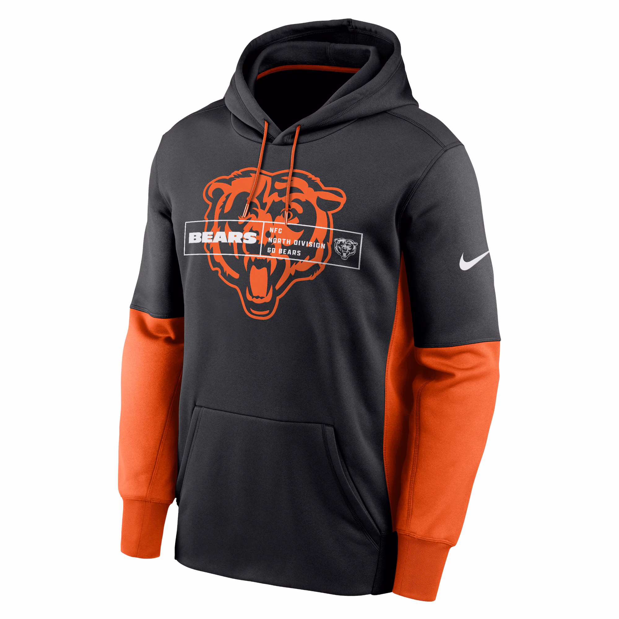 Chicago Bears Color Block Fleece Performance Pullover Hoodie - Black