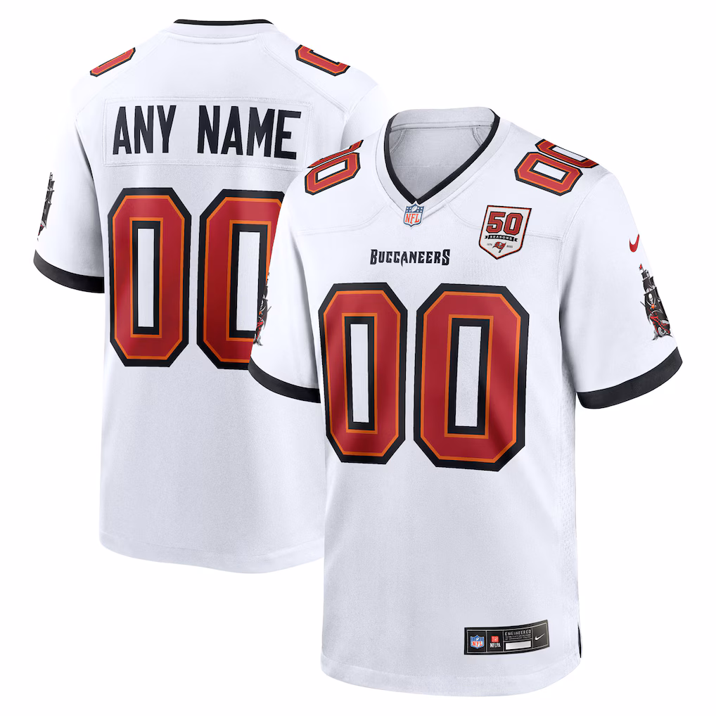 Custom Tampa Bay Buccaneers 50th Season Game Jersey - White