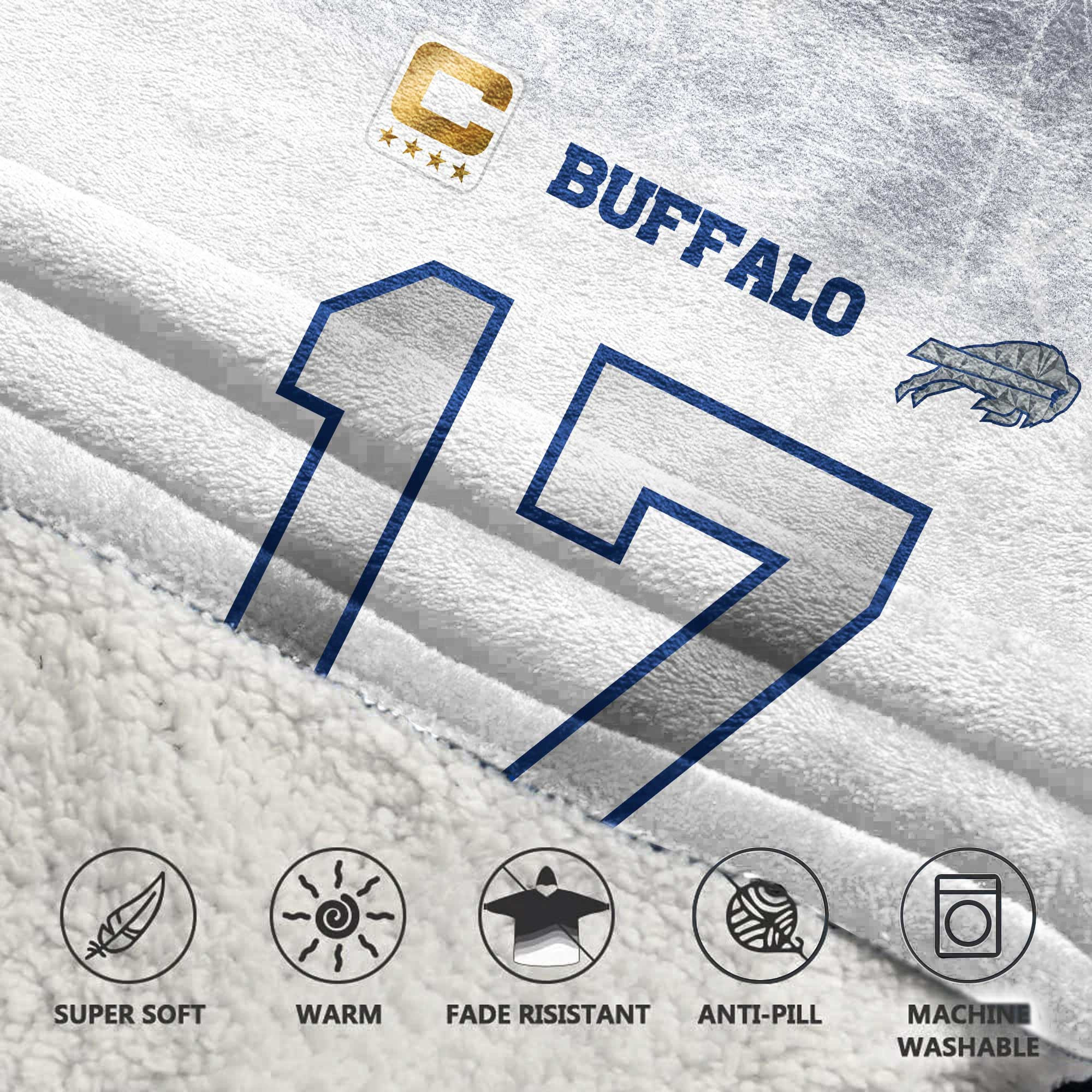 Captain J.A 17 Buffalo Football Unisex Blanket Hoodie