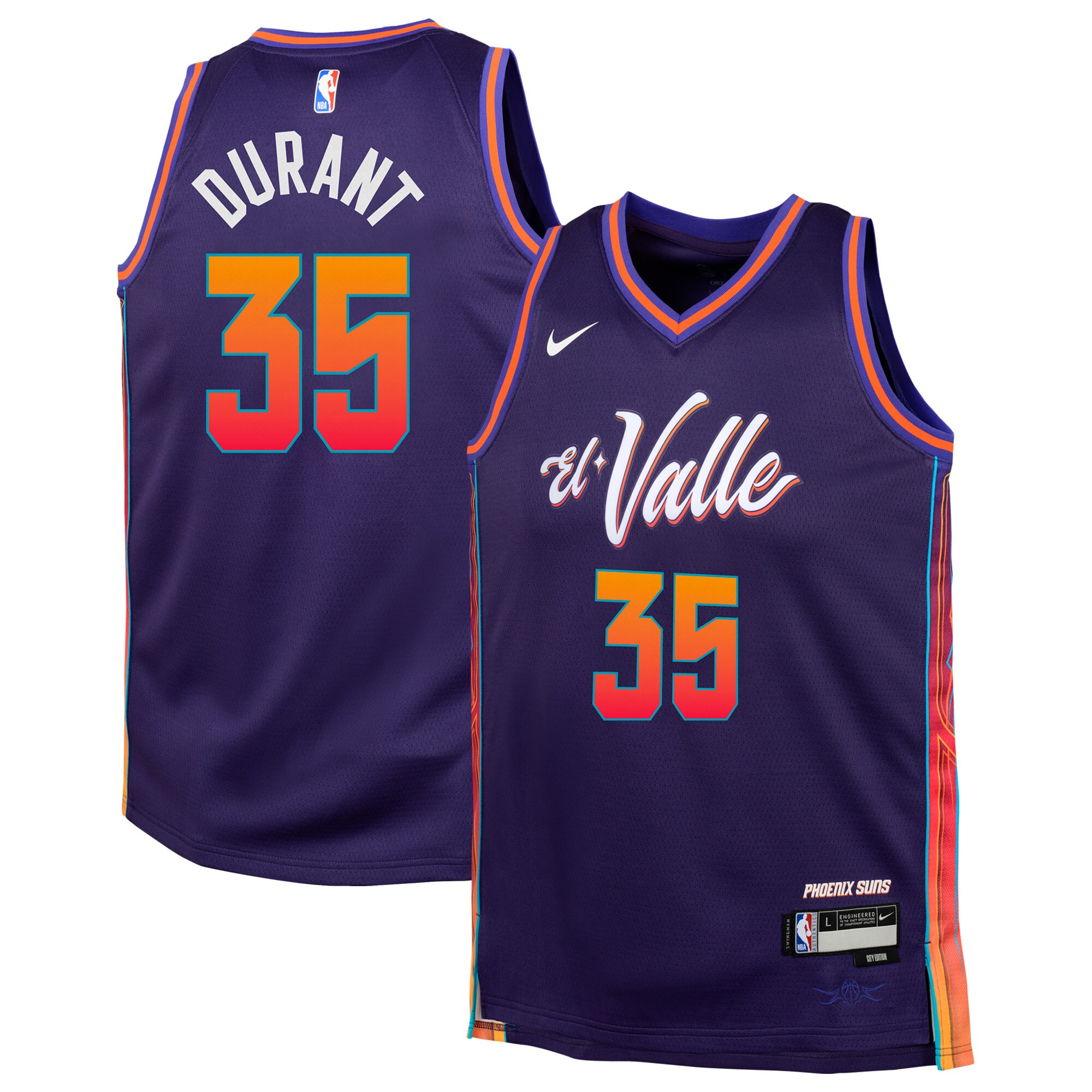 Youth Phoenix Suns Kevin Durant  Purple 2023/24 Swingman Replica Jersey - City Edition