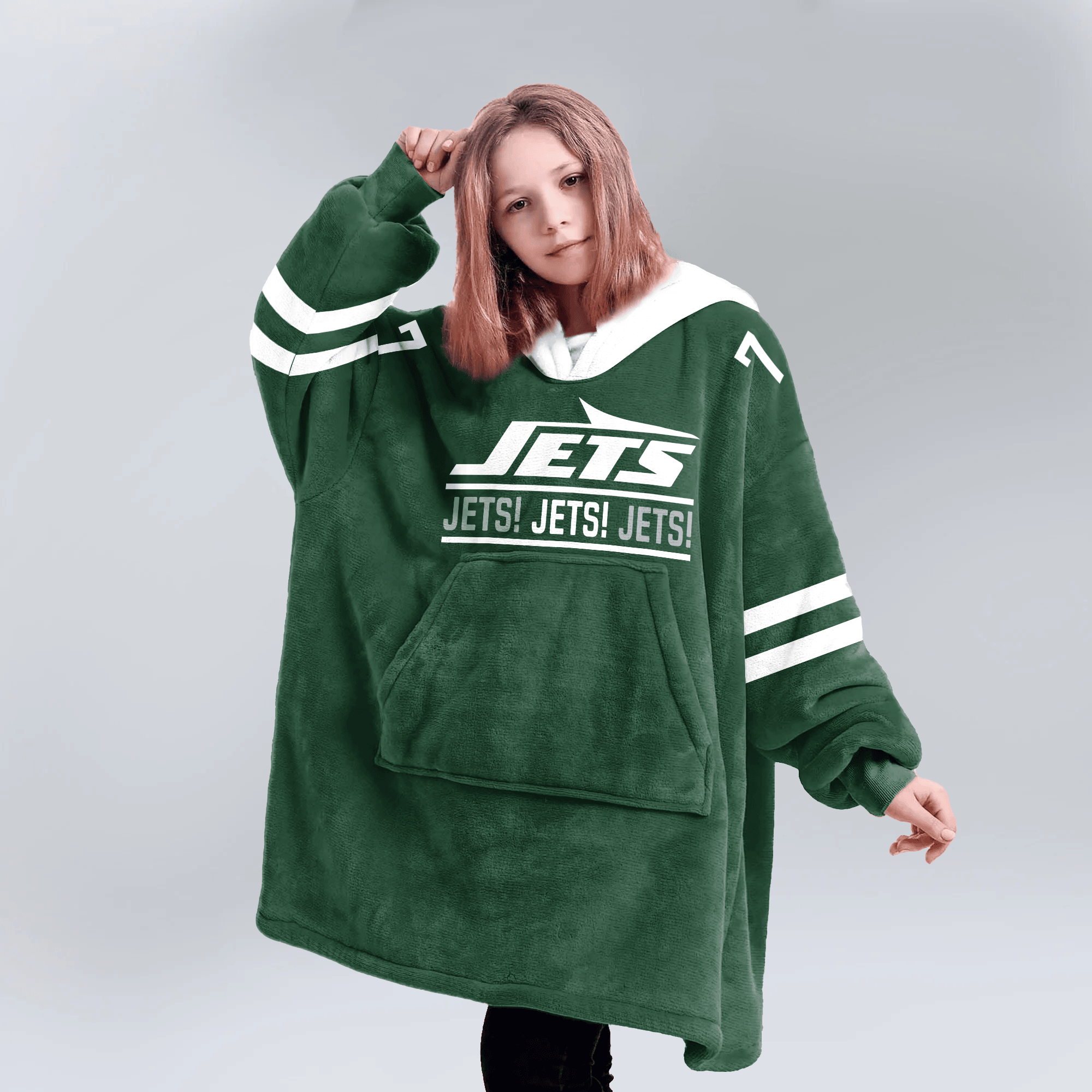 New York J Football Unisex Blanket Hoodie
