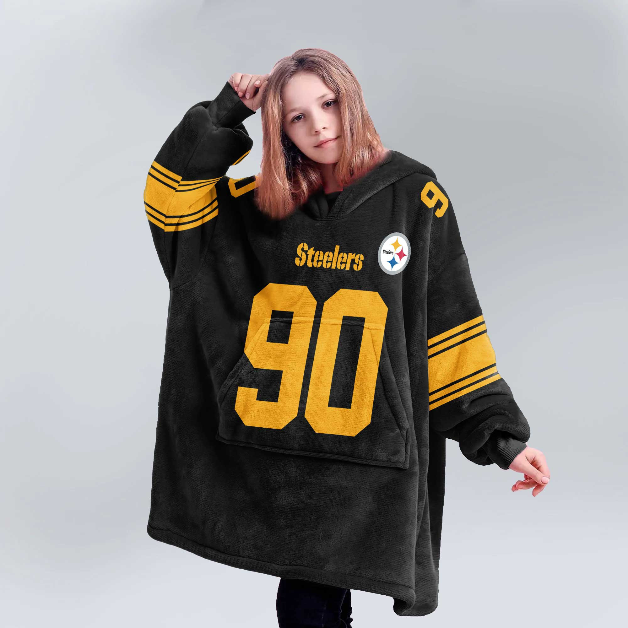 Adult 90 Pittsburgh Football Unisex Blanket Hoodie