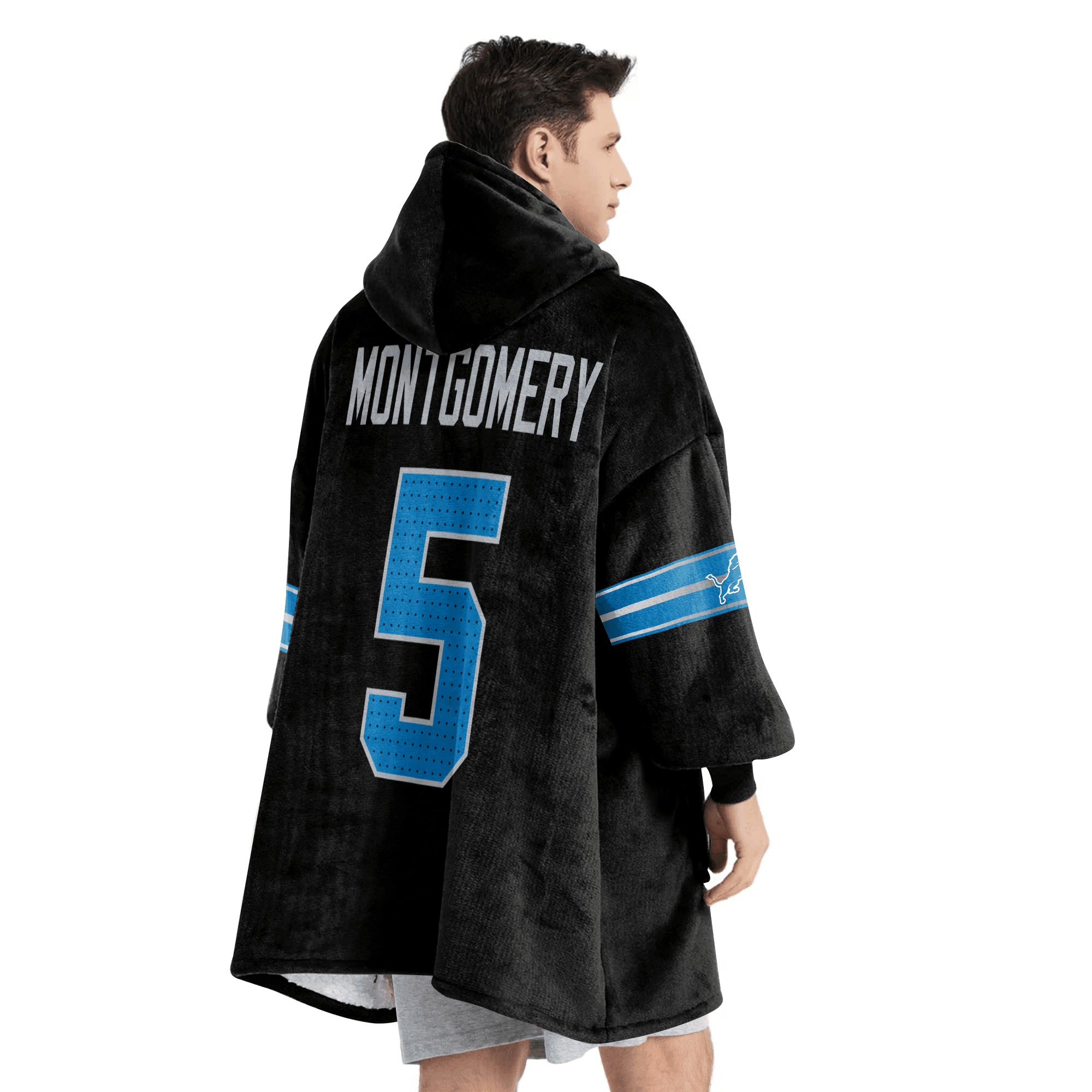 Adult 5 Detroit Football Unisex Blanket Hoodie