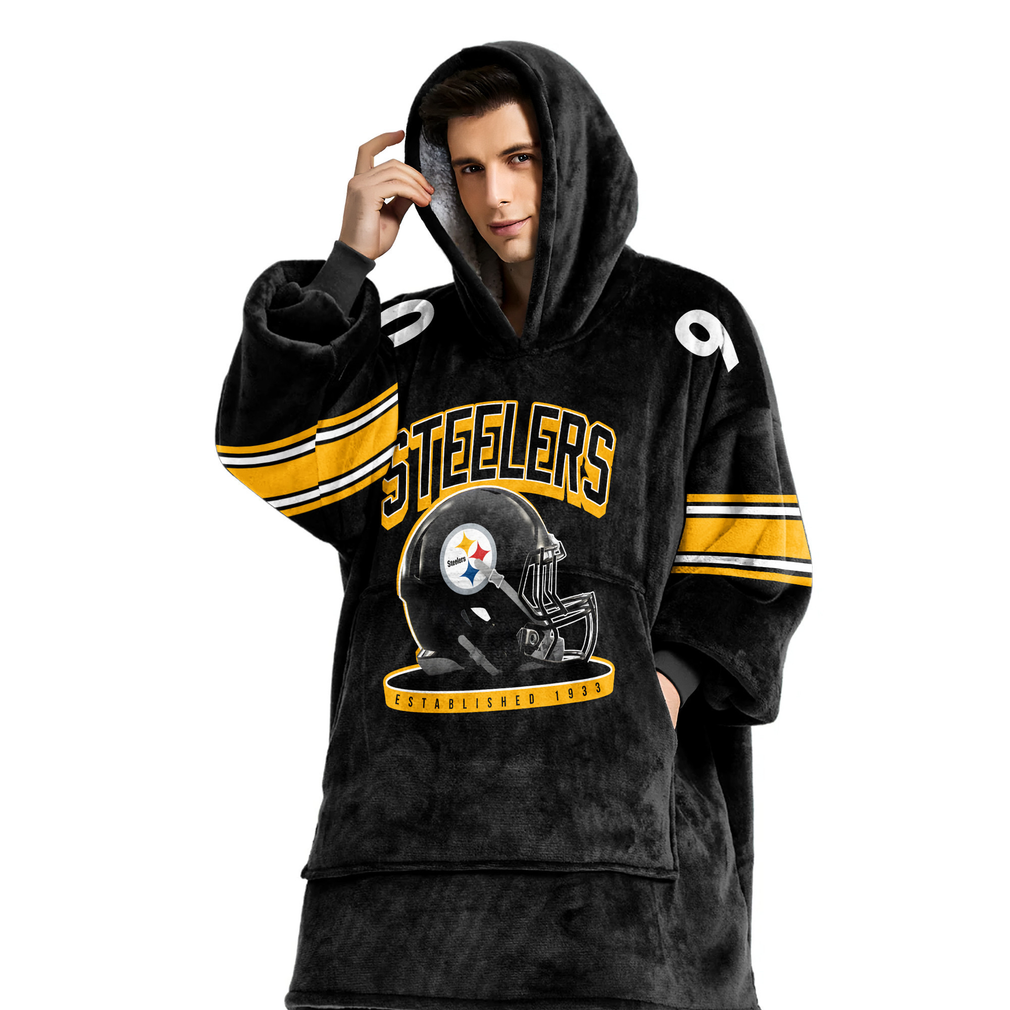 Adult 90 Pittsburgh Football Unisex Blanket Hoodie