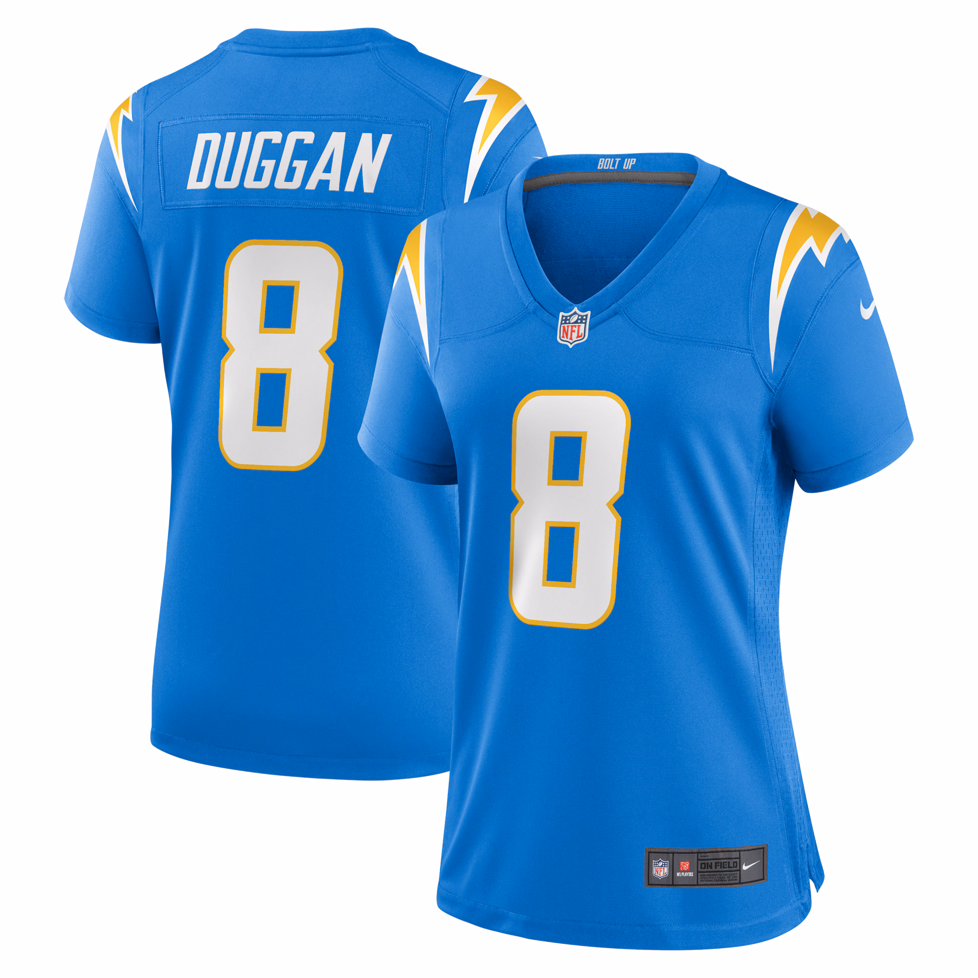 Max Duggan Los Angeles Chargers Women's Team Game Jersey - Powder Blue