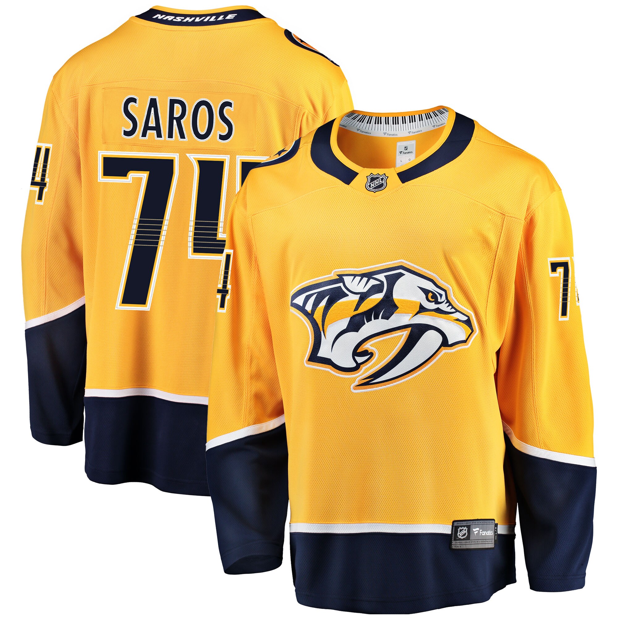 Juuse Saros Nashville Predators Breakaway Player Jersey - Gold
