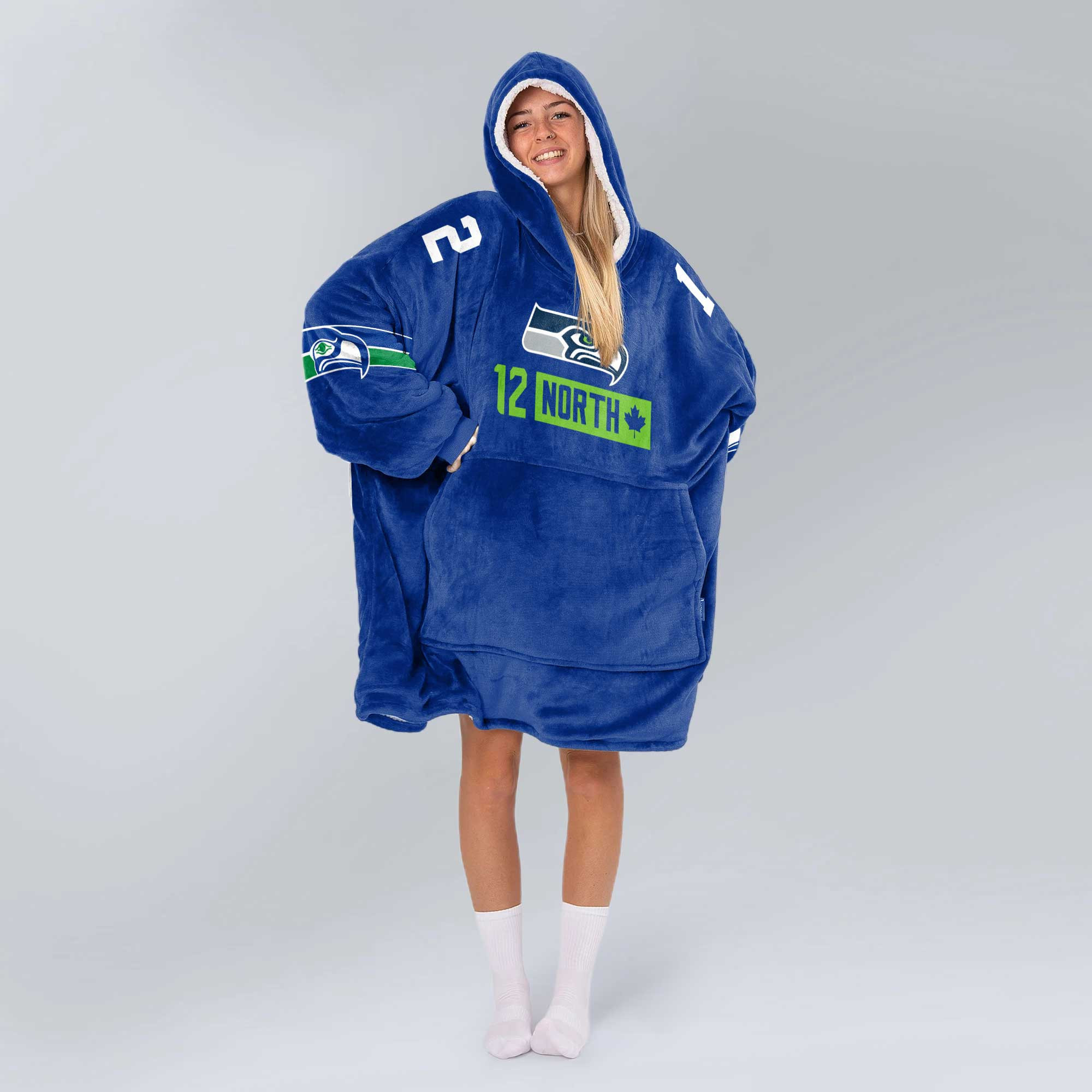 Adult North 12 Seattle Football Unisex Blanket Hoodie