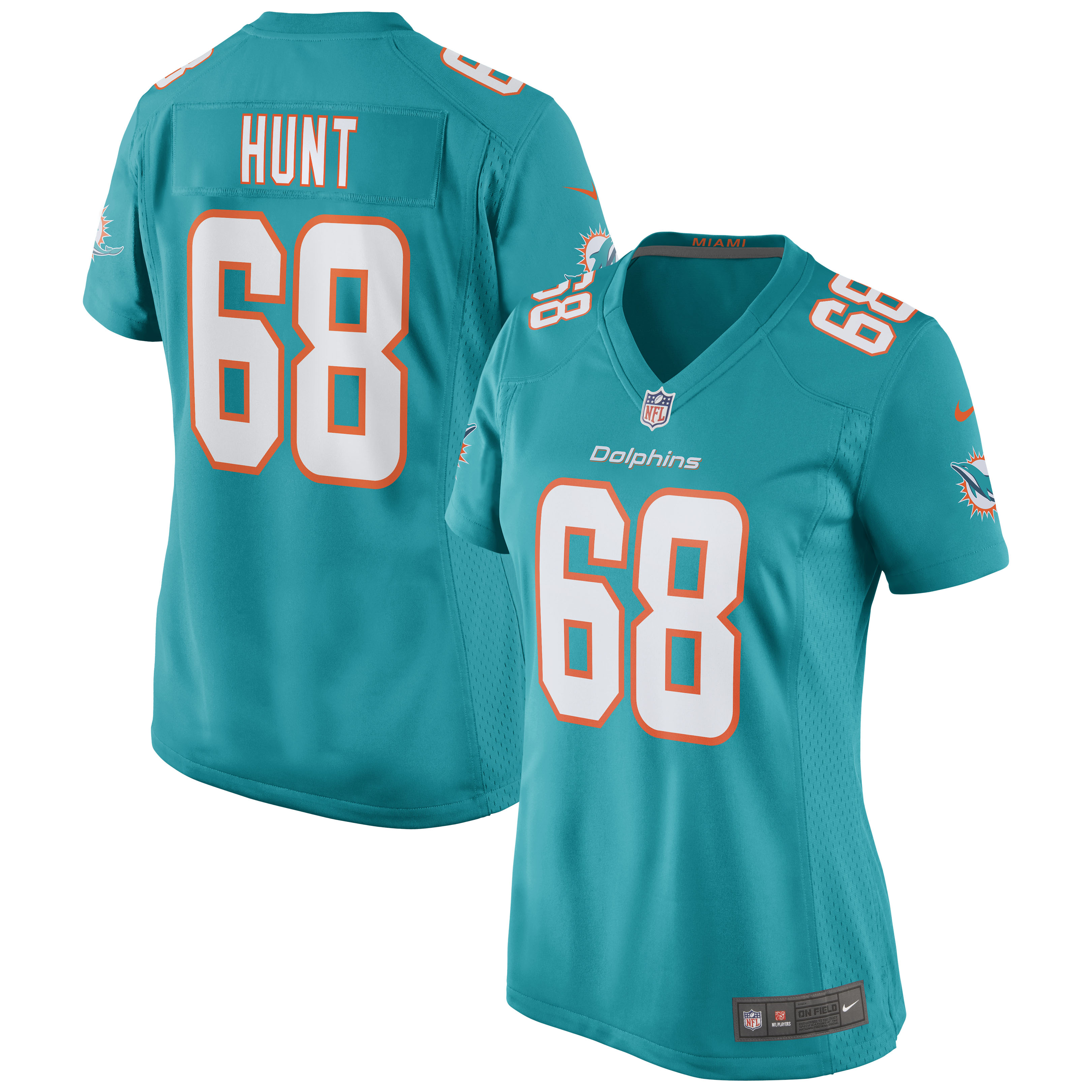 Robert Hunt Miami Dolphins  Women's Game Jersey - Aqua
