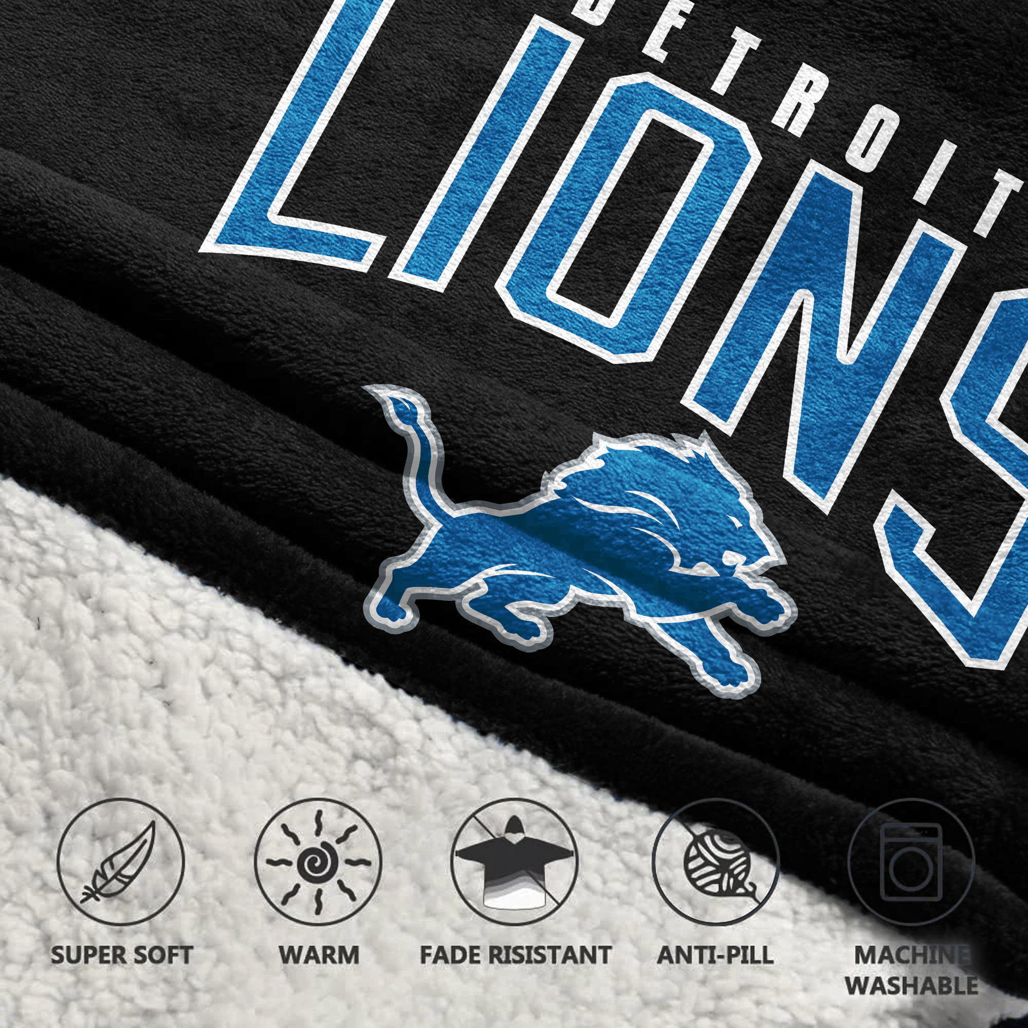 Adult JG 16 Detroit Football Unisex Blanket Hoodie