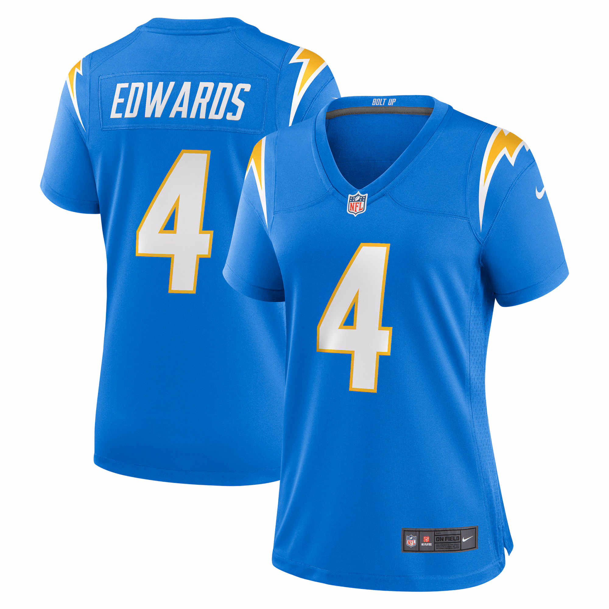 Gus Edwards Los Angeles Chargers Women's  Game Jersey -  Powder Blue