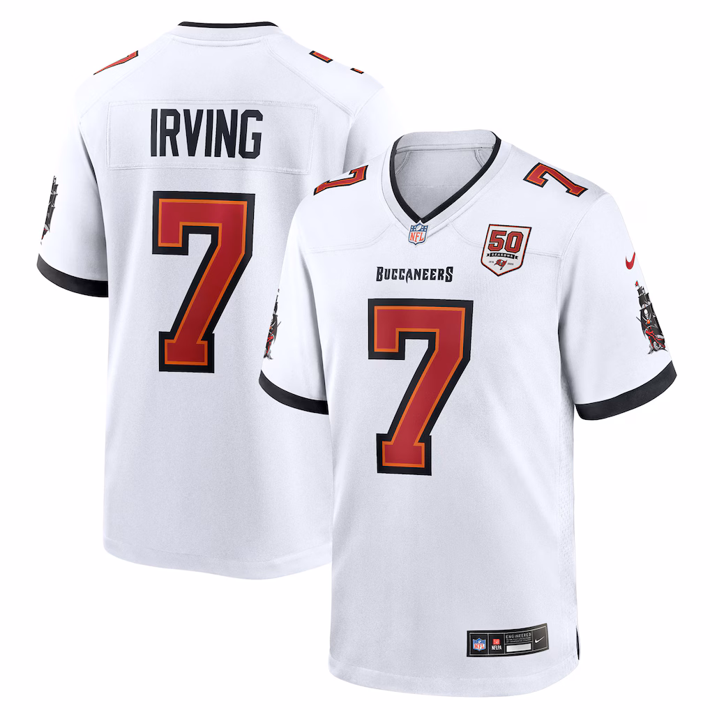 Bucky Irving #7 Tampa Bay Buccaneers 50th Season White Game Jersey - White