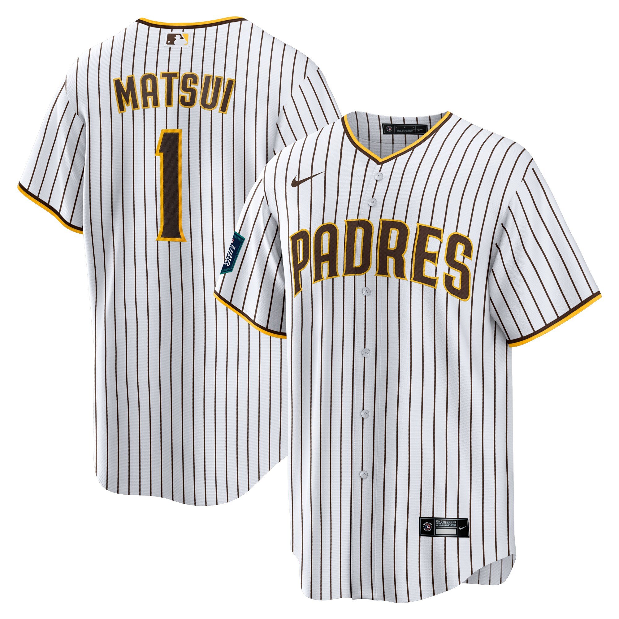 Men's San Diego Padres #1 Yuki Matsui  White 2024 MLB World Tour Seoul Series Home Player Jersey
