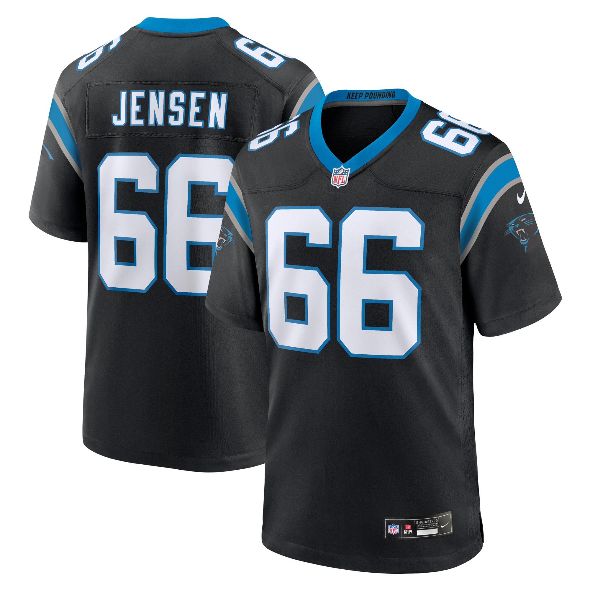 Nash Jensen Carolina Panthers Team Game Jersey -  Black