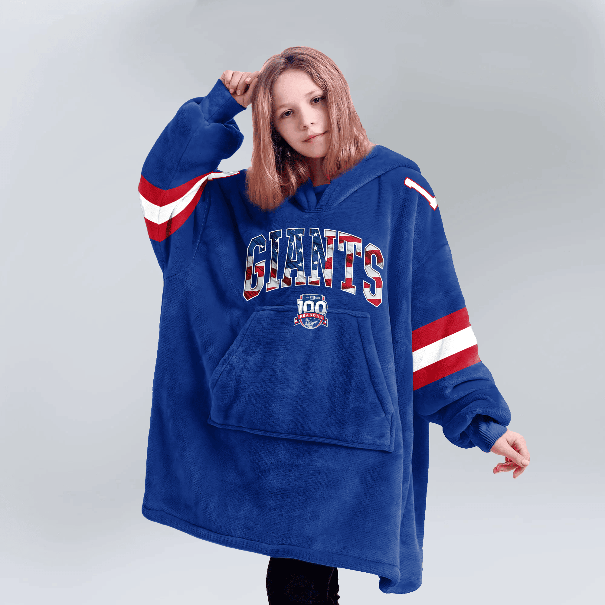 Adult MN 1 New York G Football Unisex Blanket Hoodie