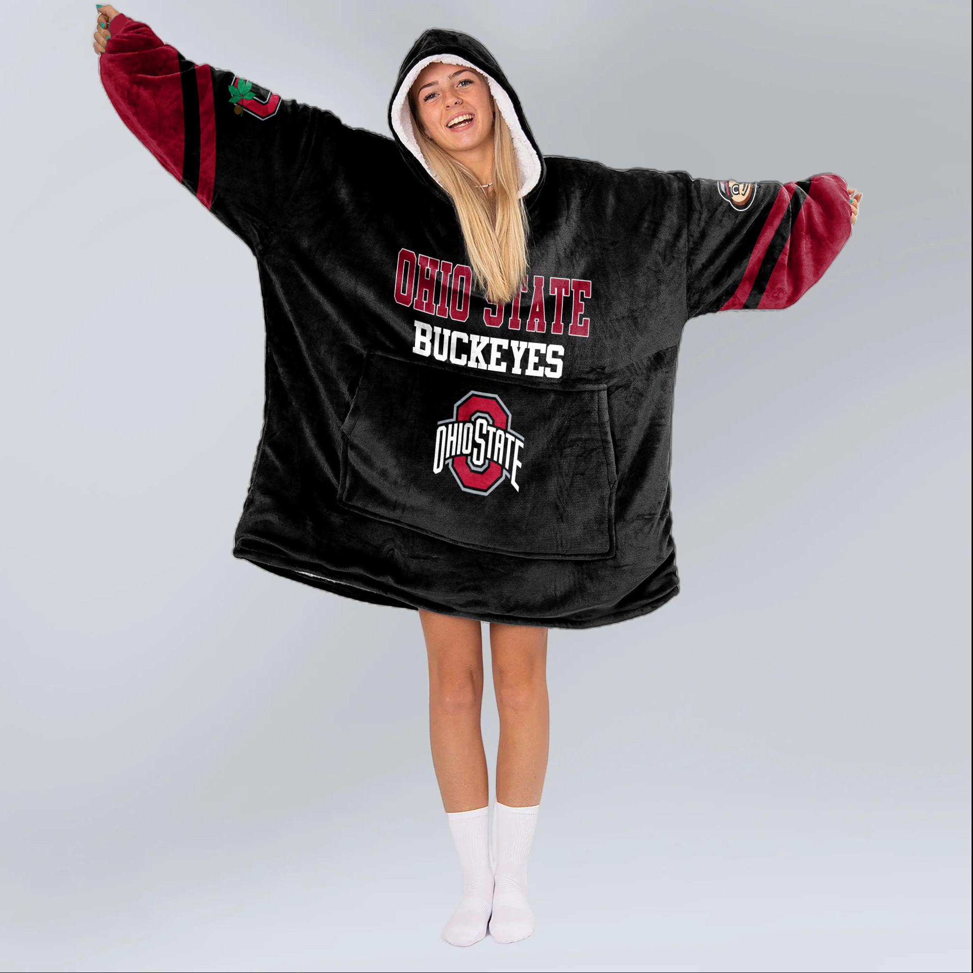 Adult Ohio State Football Unisex Blanket Hoodie