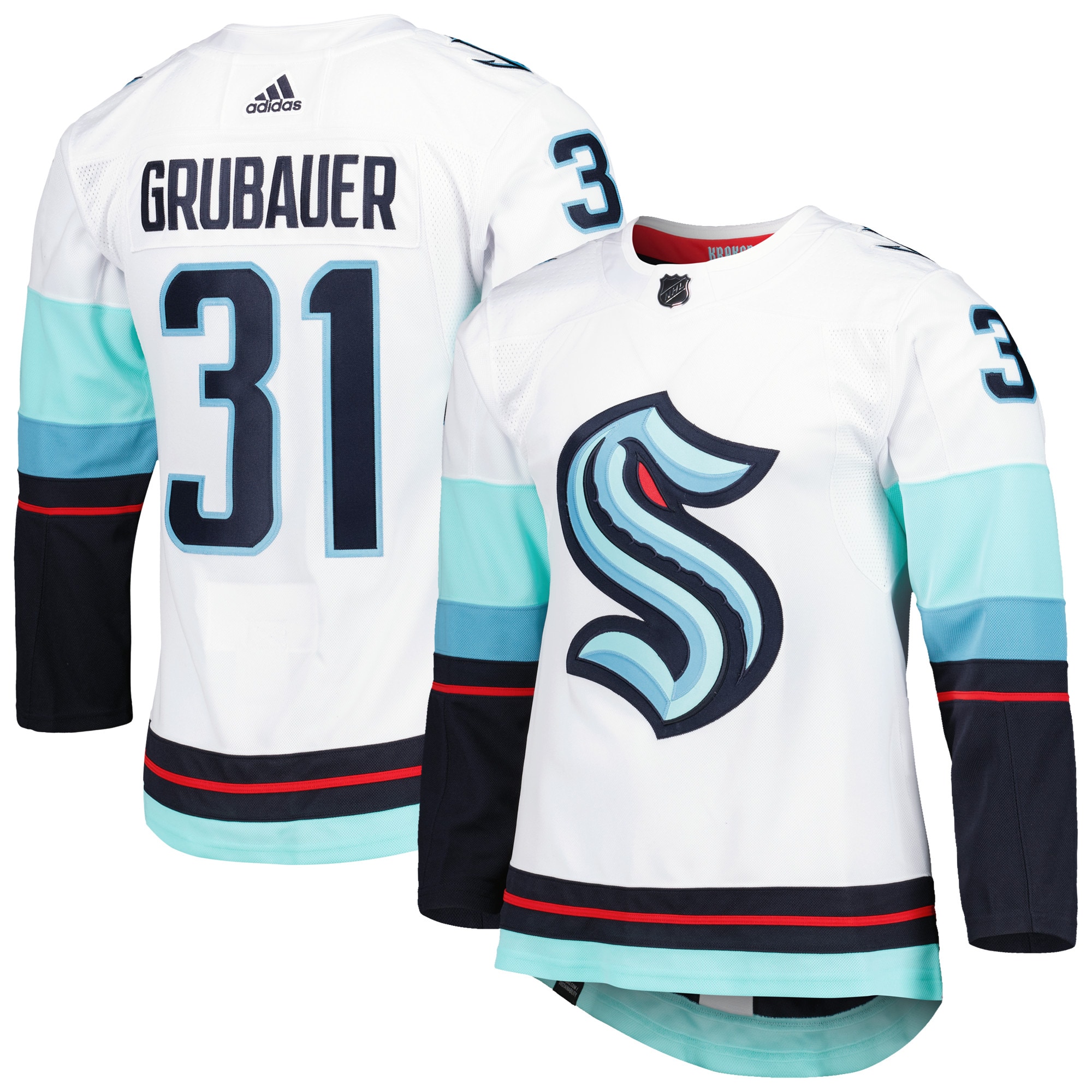 Philipp Grubauer Seattle Kraken  Primegreen Authentic Pro Away Player Jersey - White