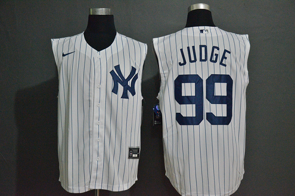Men's New York Yankees #99 Aaron Judge White 2020 Cool and Refreshing Sleeveless Fan Stitched MLB  Jersey