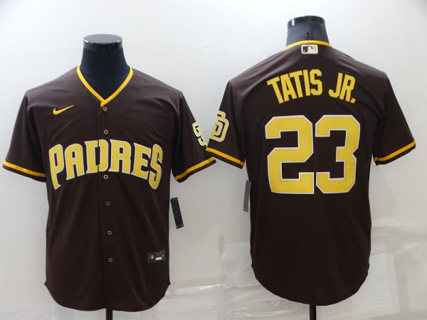 Men's  San Diego Padres #23 Tatis jr Brown Game 2021 Cool Base MLB Stitched Jersey