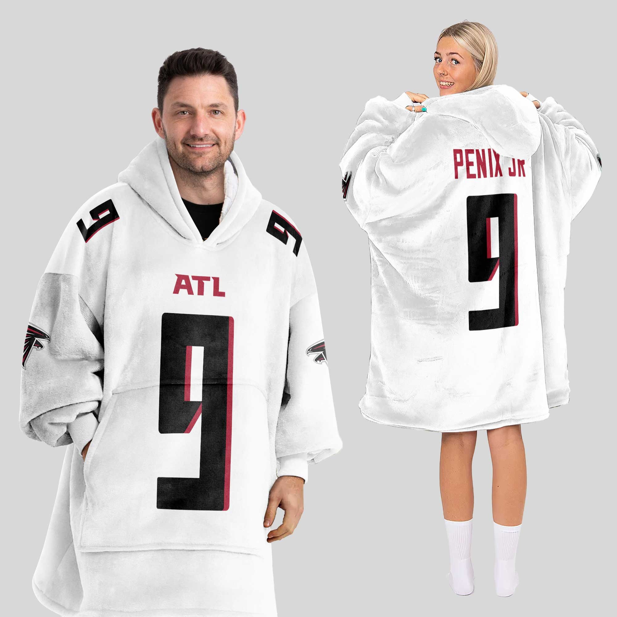 Adult 9 Atlanta Football Unisex Blanket Hoodie