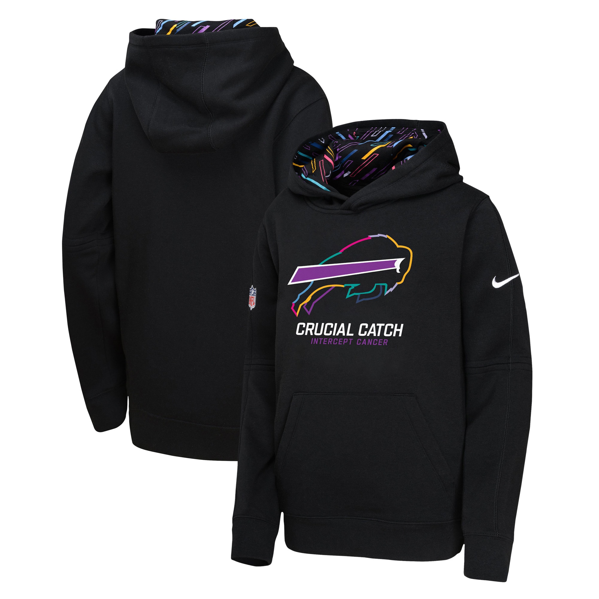 Buffalo Bills Youth 2024 NFL Crucial Catch Pullover Hoodie - Black