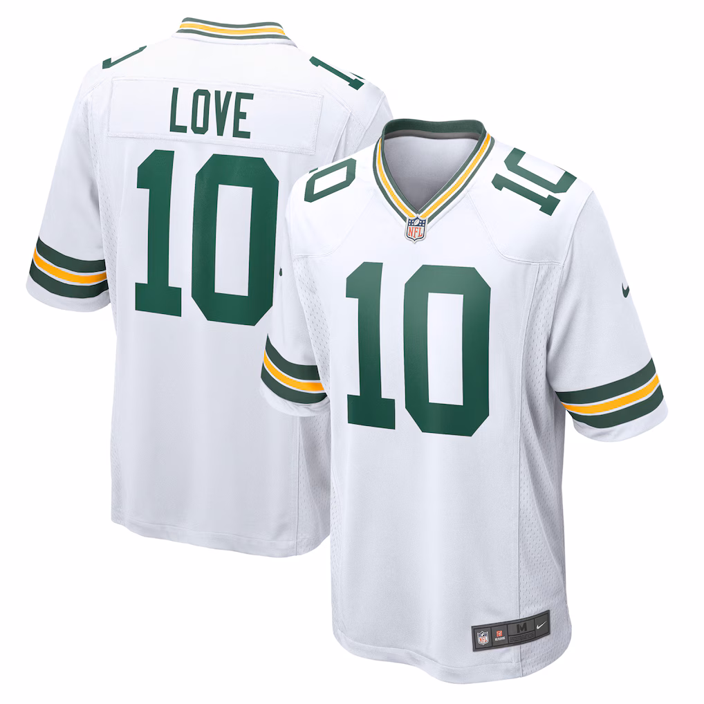 Green Bay Packers #10 Jordan Love Away Game Jersey-White
