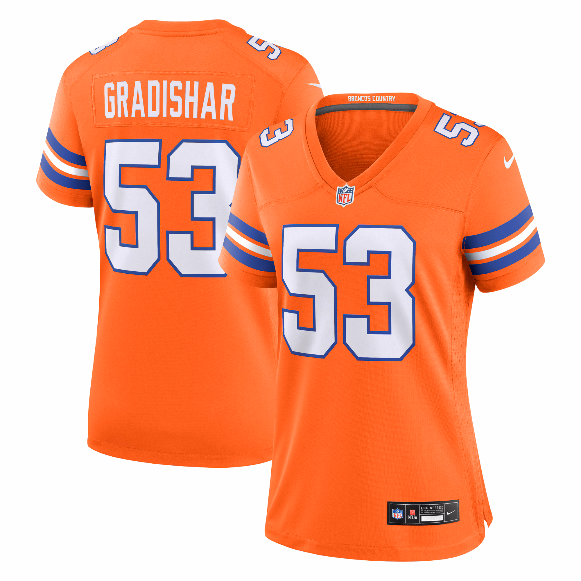 Randy Gradishar Denver Broncos Women's Mile High Collection 1977 Throwback Retired Player Game Jersey - Orange