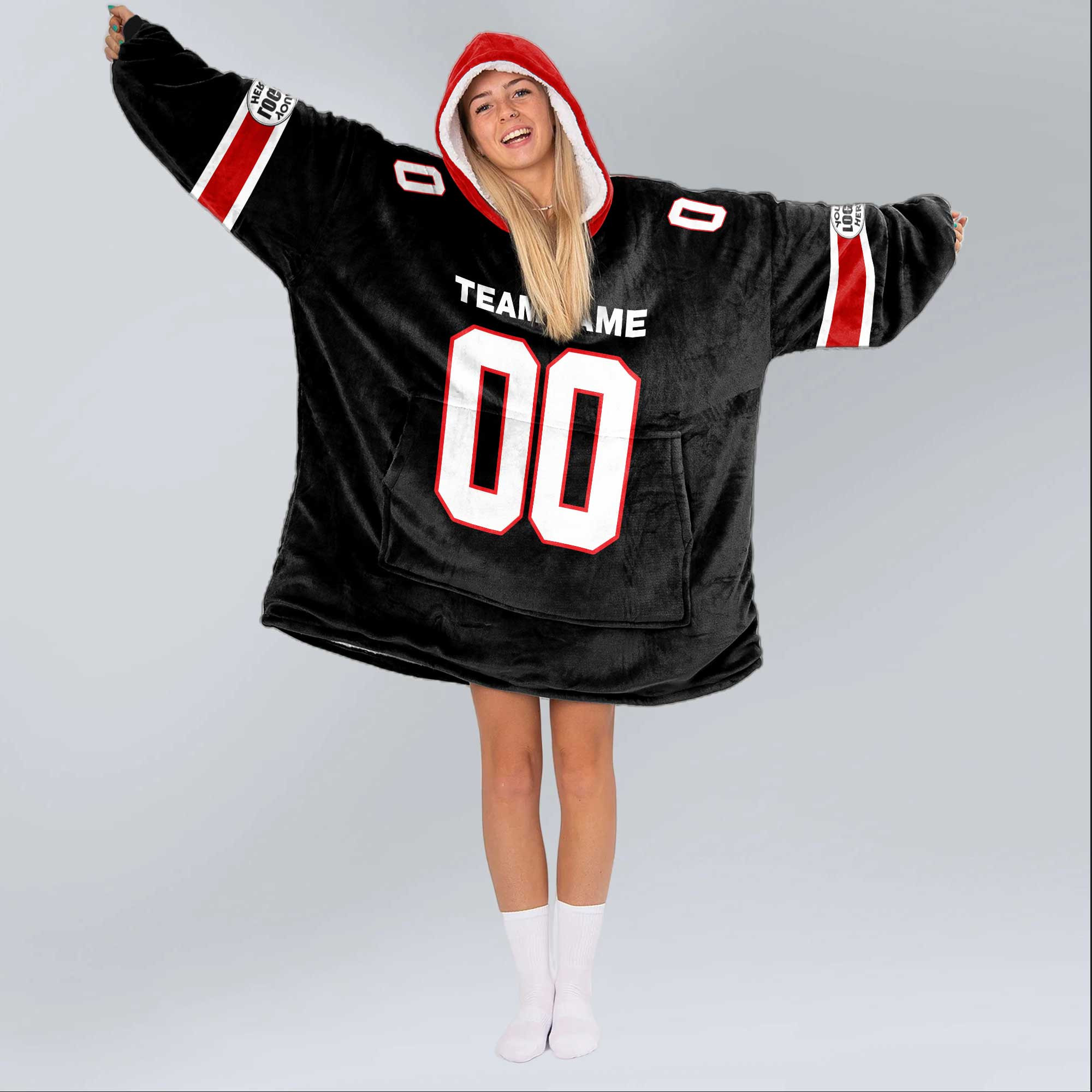 Adult Custom Blanket Hoodie Georgia Inspired Color