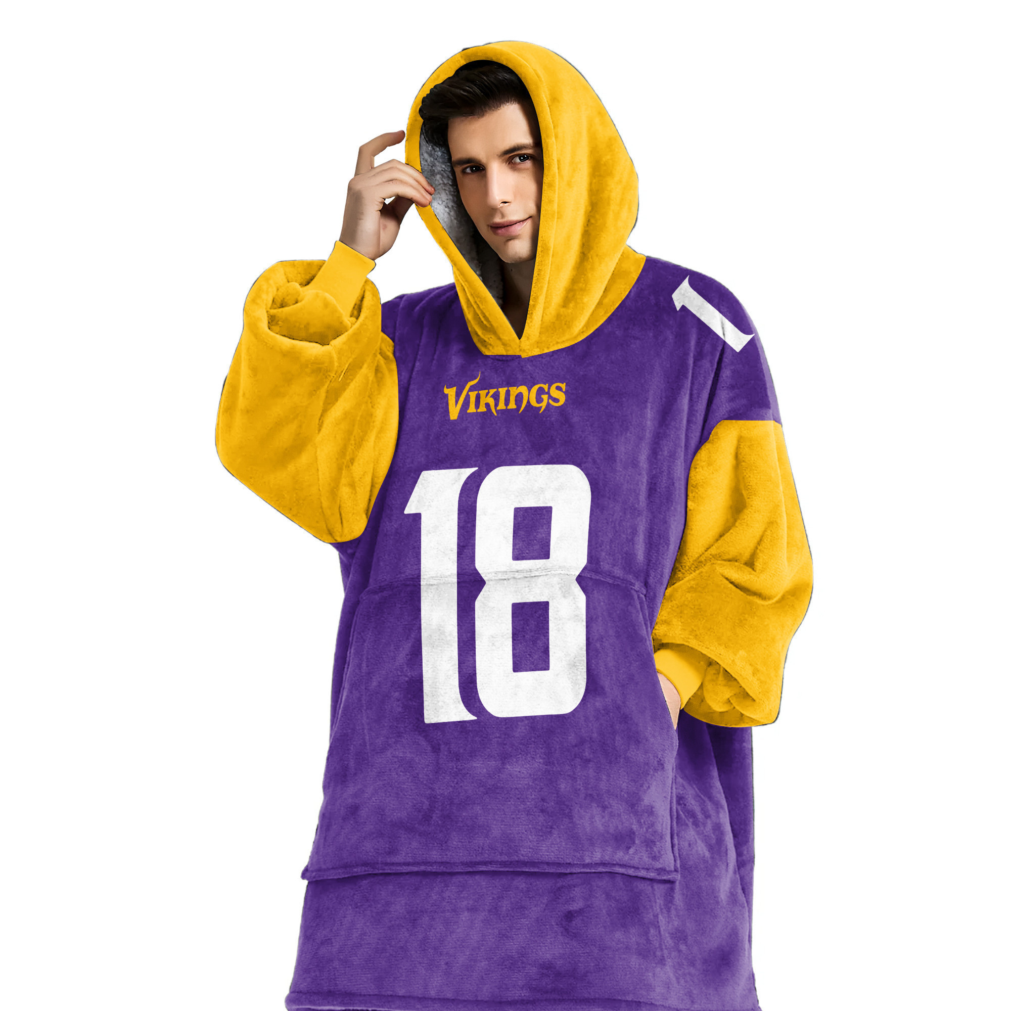 Adult JJ 18 Minnesota Football Unisex Blanket Hoodie