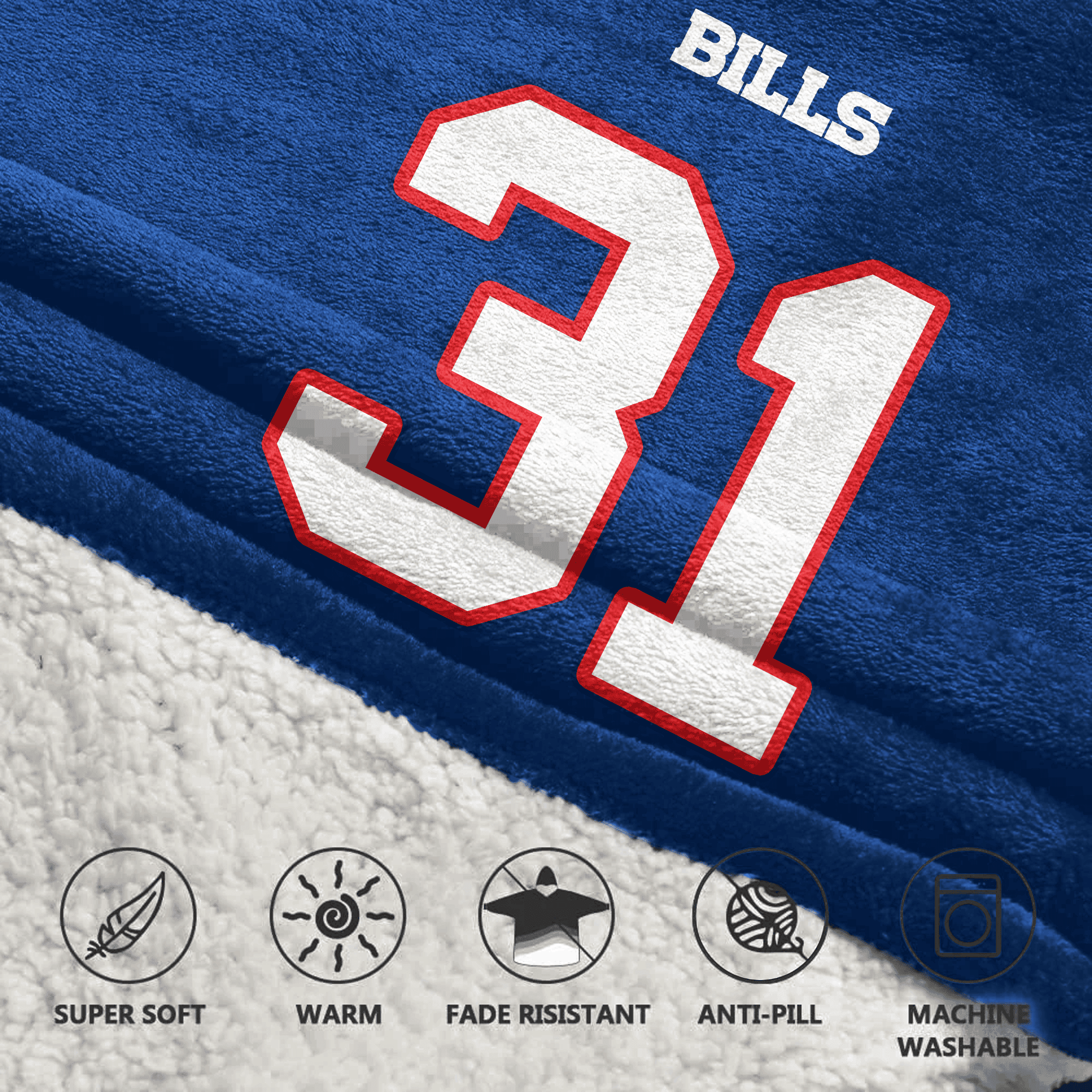 Adult 31 Buffalo Football Unisex Blanket Hoodie