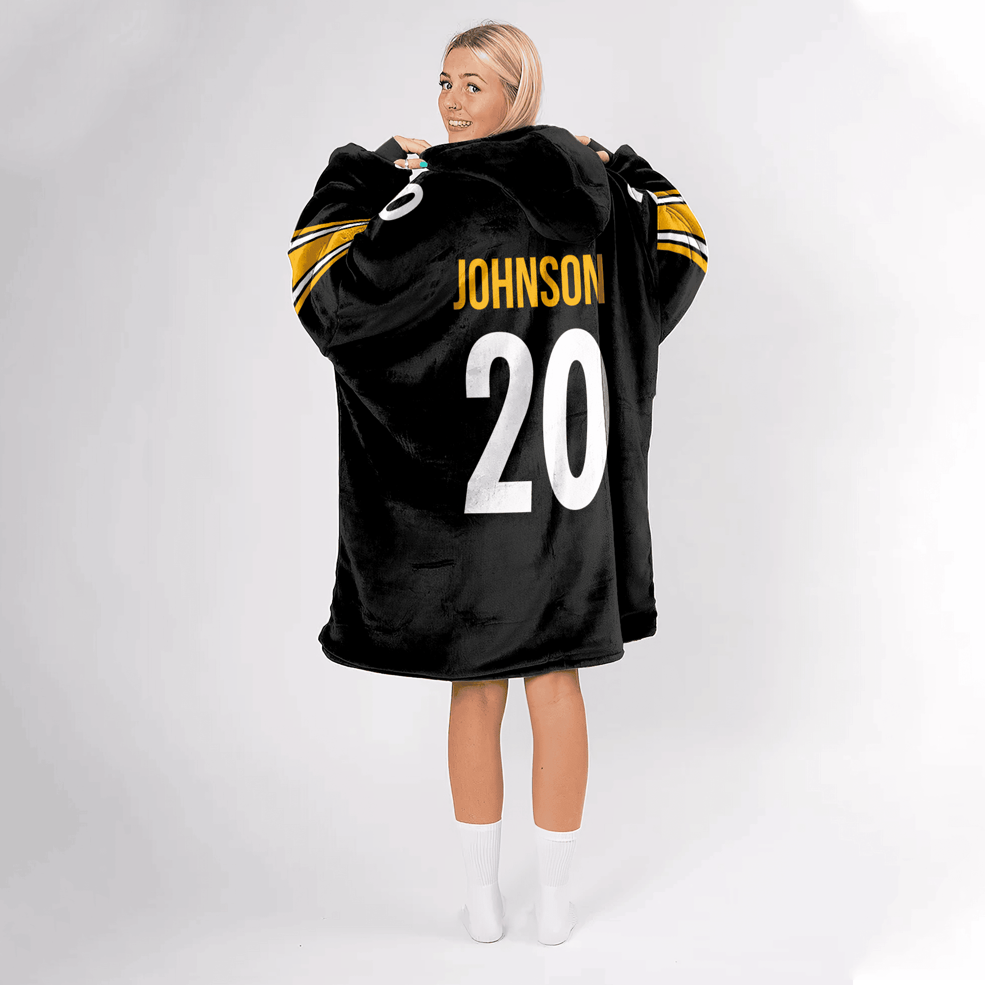 Adult 20 Pittsburgh Football Unisex Blanket Hoodie