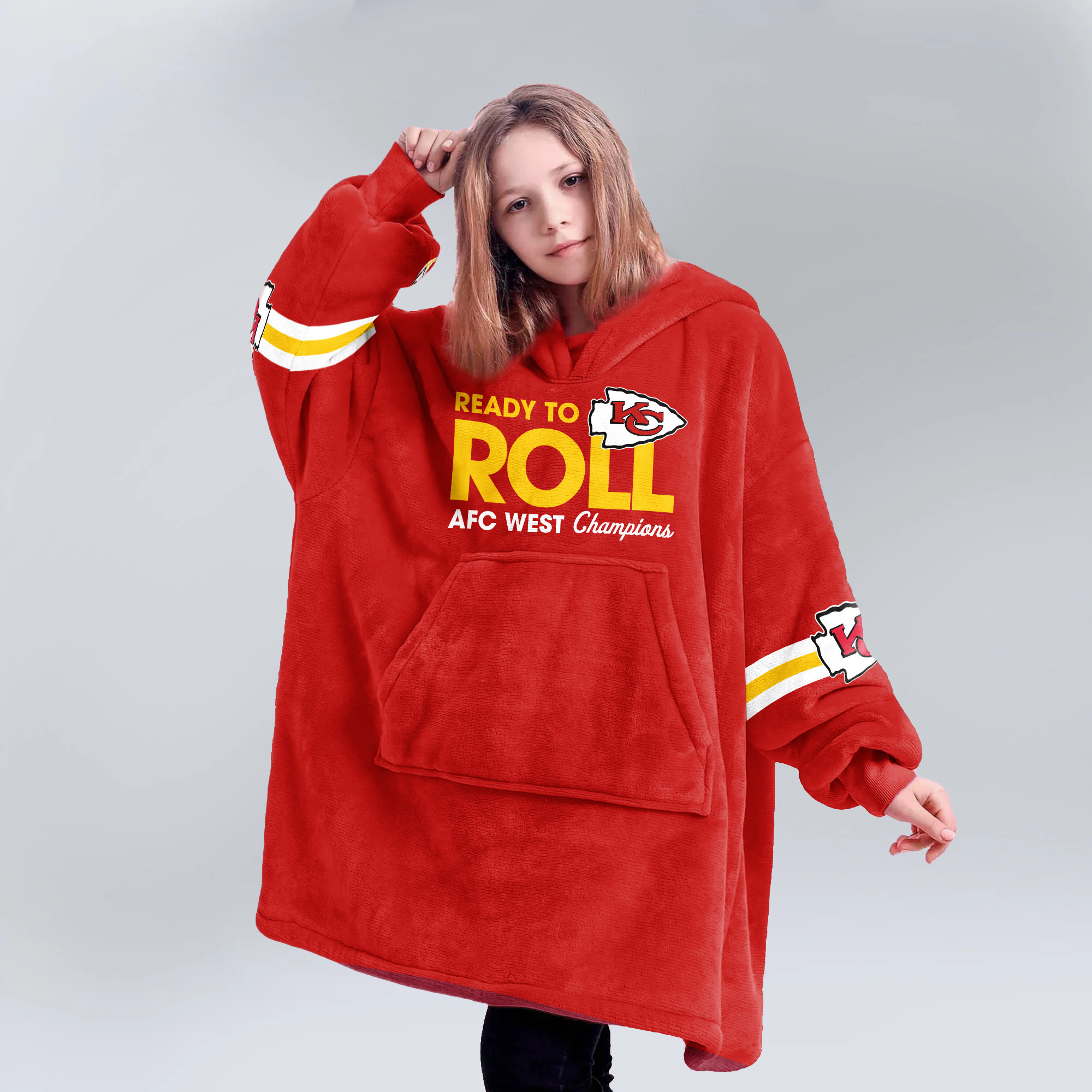 Adult Ready To Roll Kansas City Football Unisex Blanket Hoodie
