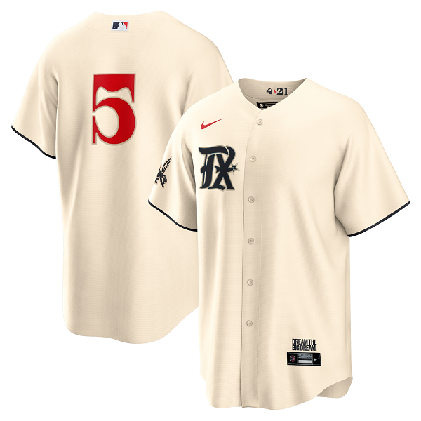 Men's Texas Rangers Corey Seager #5  Cream 2023 City Connect Cool Base Player Jersey