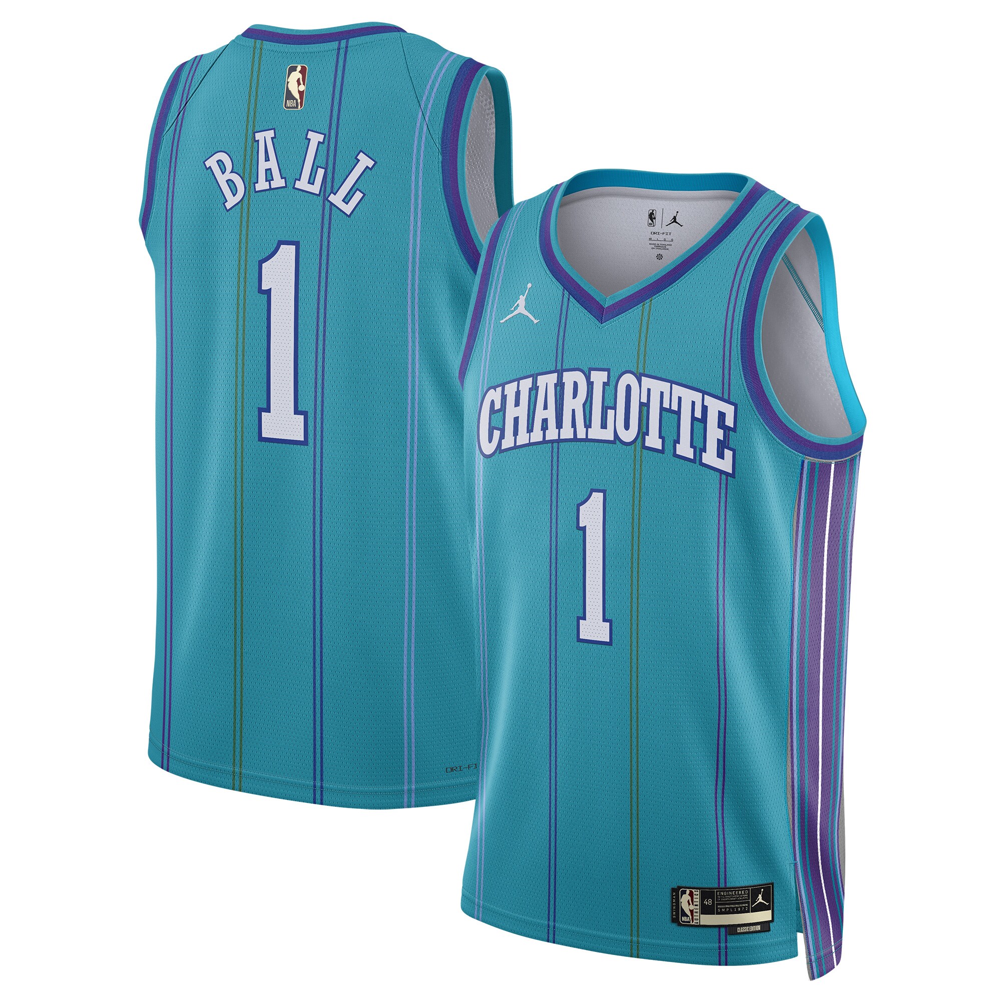 Unisex Charlotte Hornets LaMelo Ball  Teal 2023/24 Swingman Replica Jersey - Classic Edition