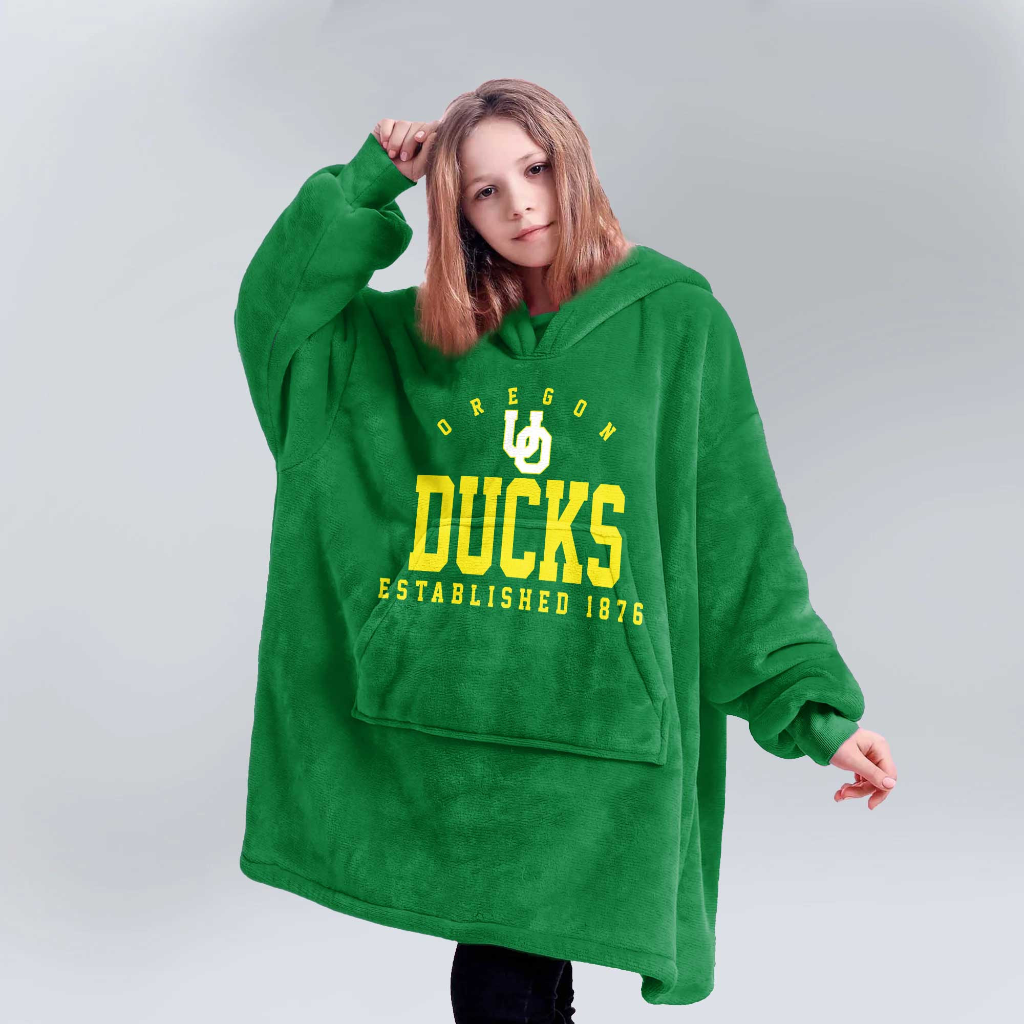 Kid Oregon Football Unisex Blanket Hoodie