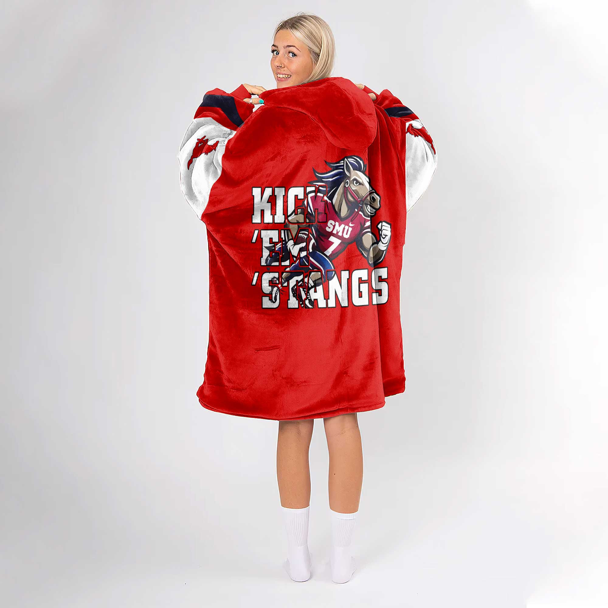 Adult SMU Football Unisex Blanket Hoodie