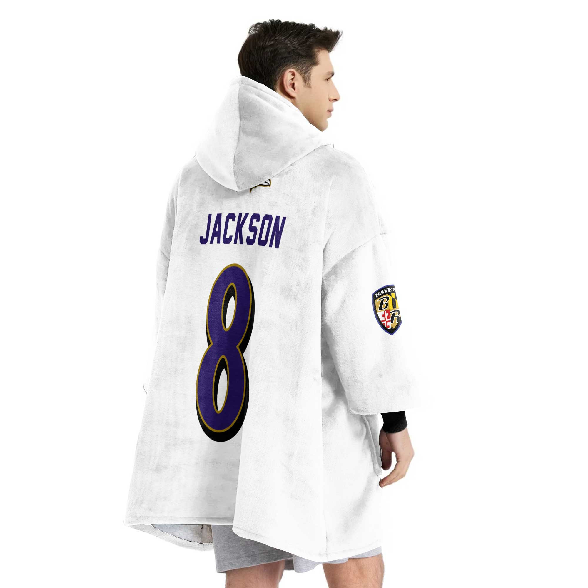 Adult Captain 8 Baltimore Football Unisex Blanket Hoodie