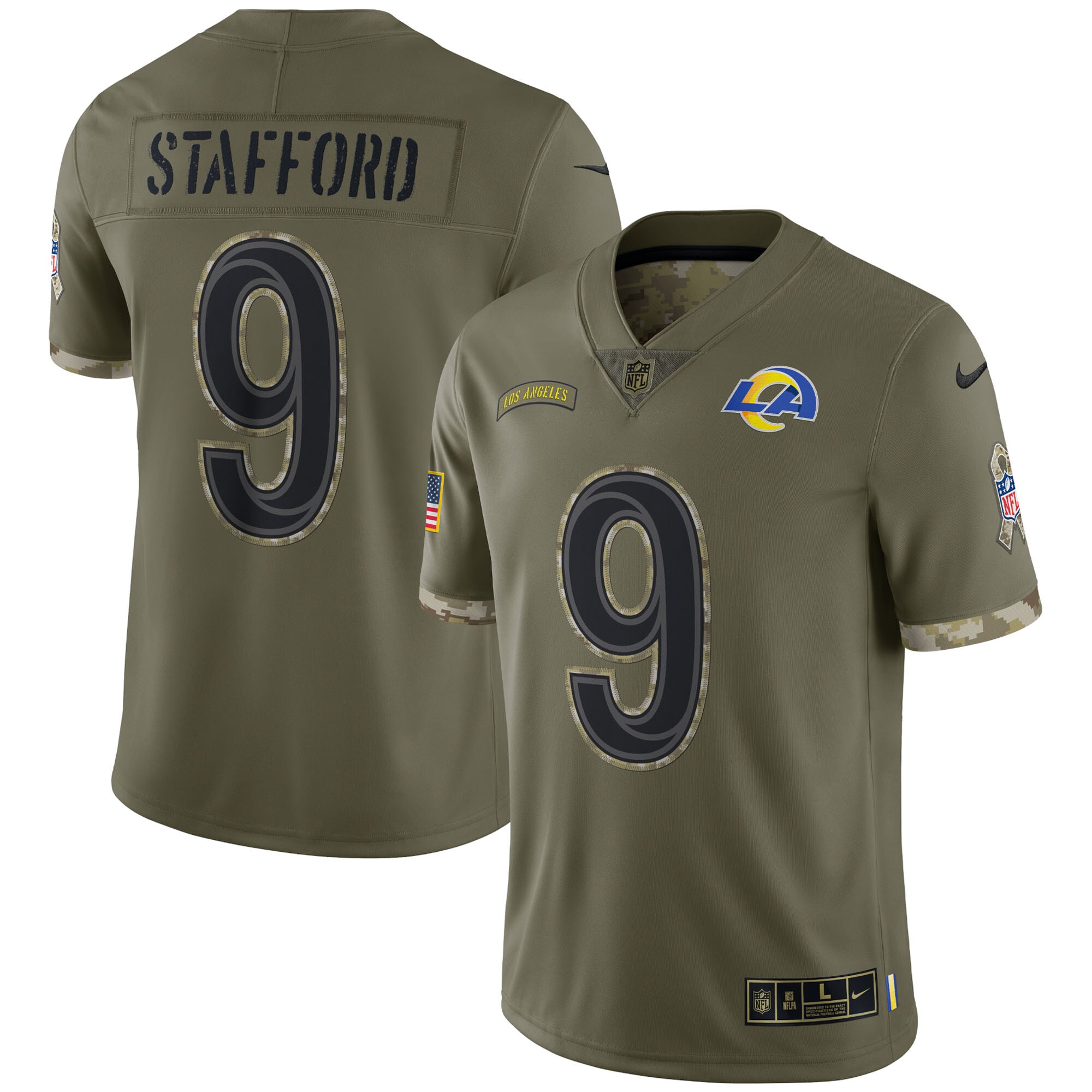 Matthew Stafford Los Angeles Rams  2022 Salute To Service Limited Jersey - Olive