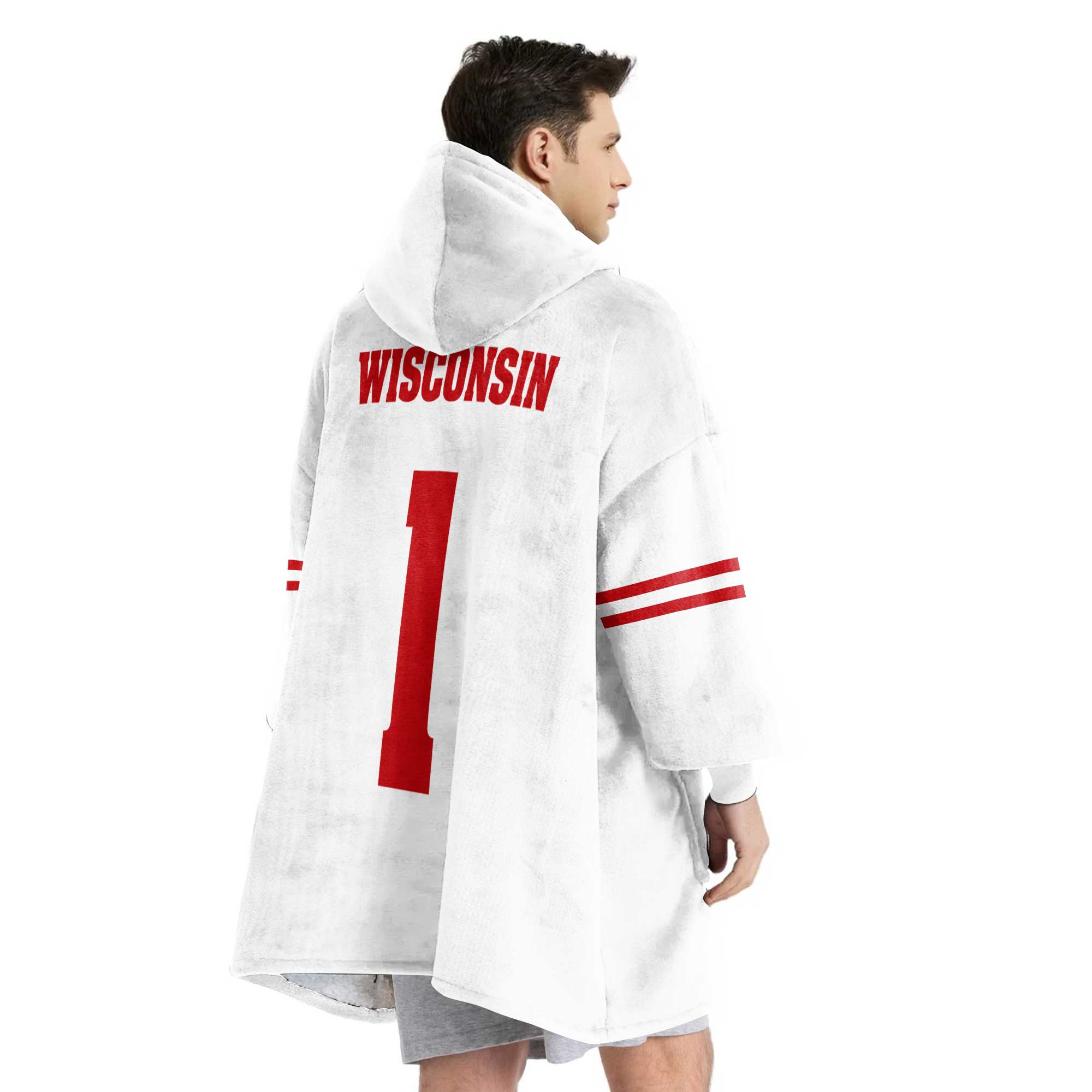 Adult #1 Wisconsin Football Unisex Blanket Hoodie