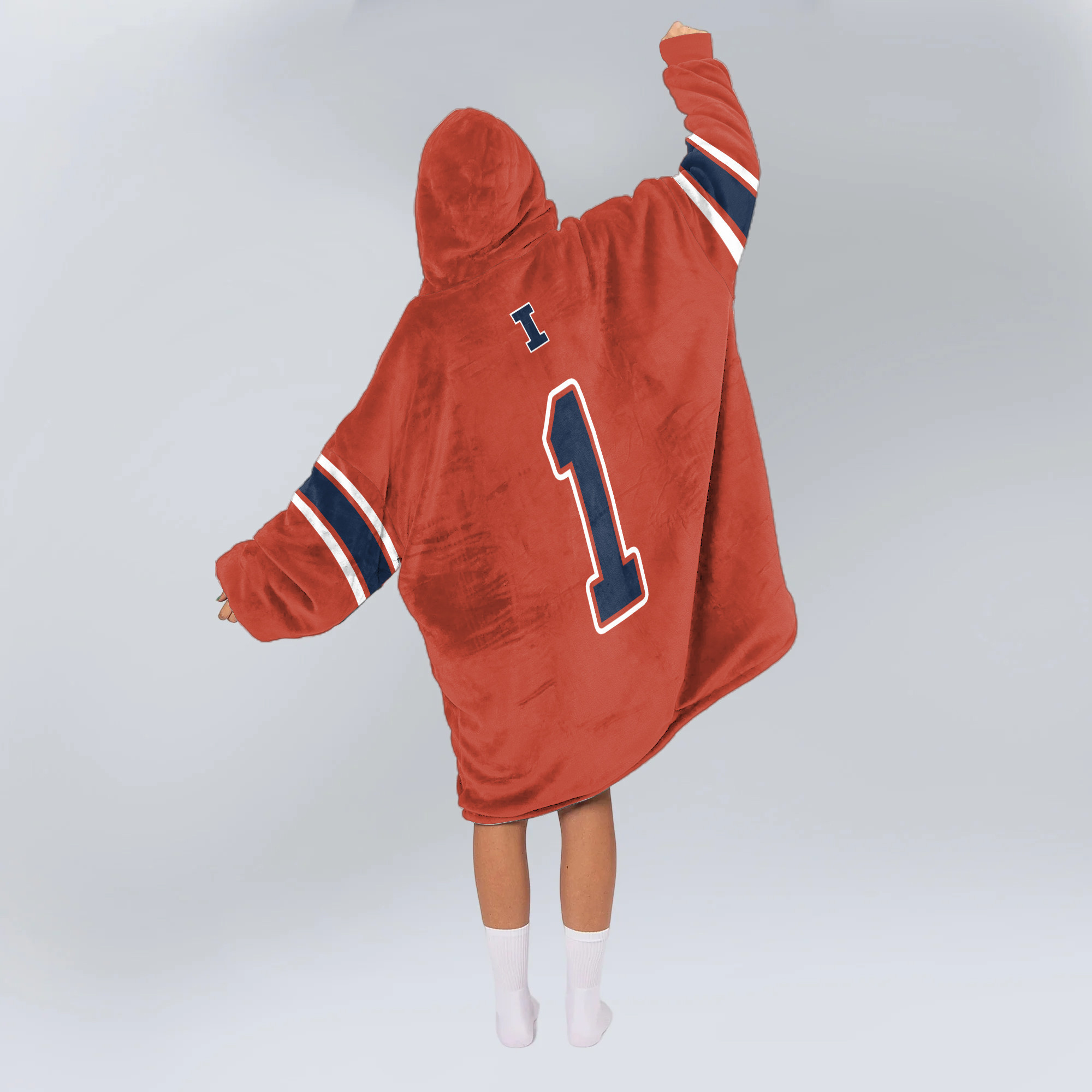 Adult #1 Illinois Football Unisex Blanket Hoodie