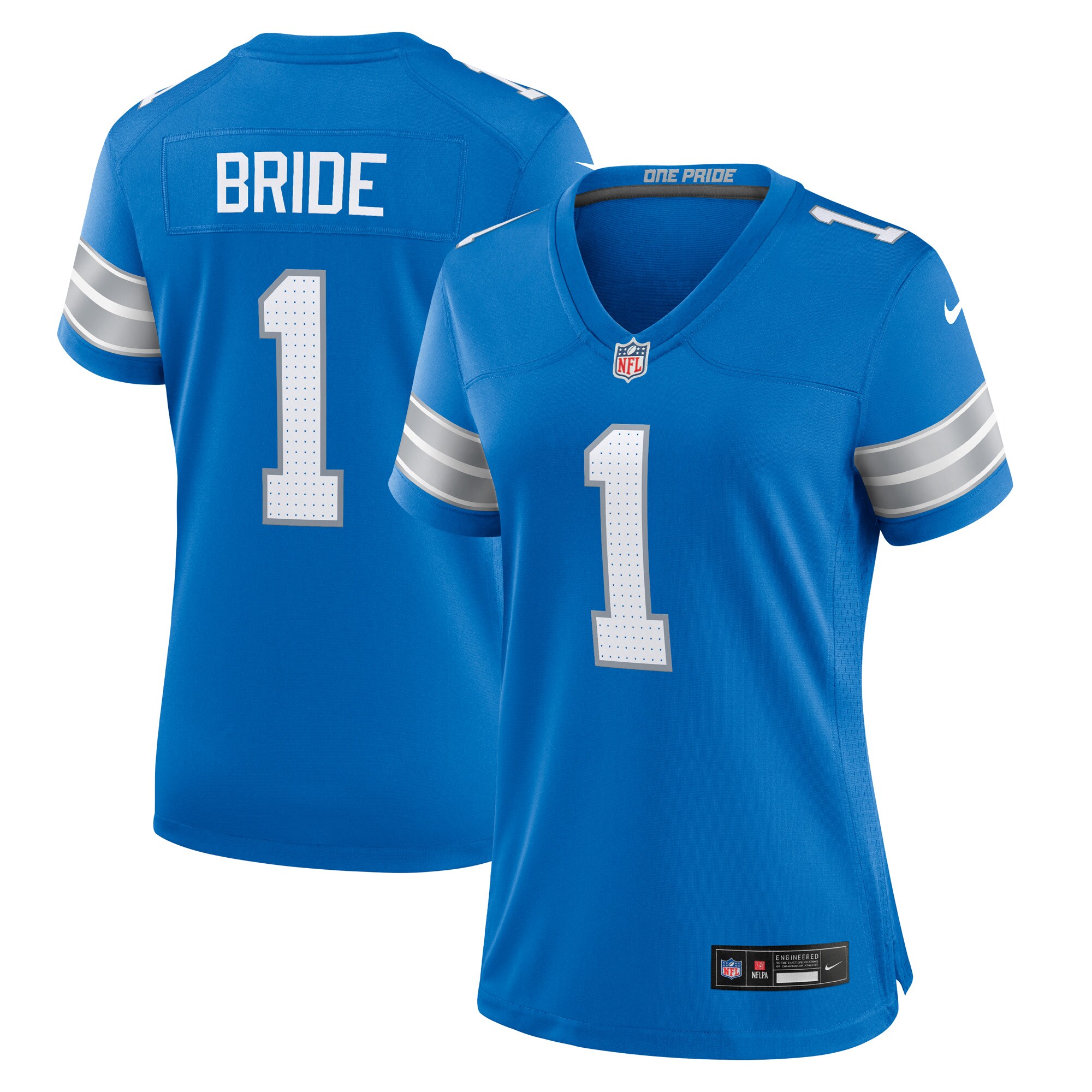 Number 1 Bride Detroit Lions Women's Game Jersey - Blue