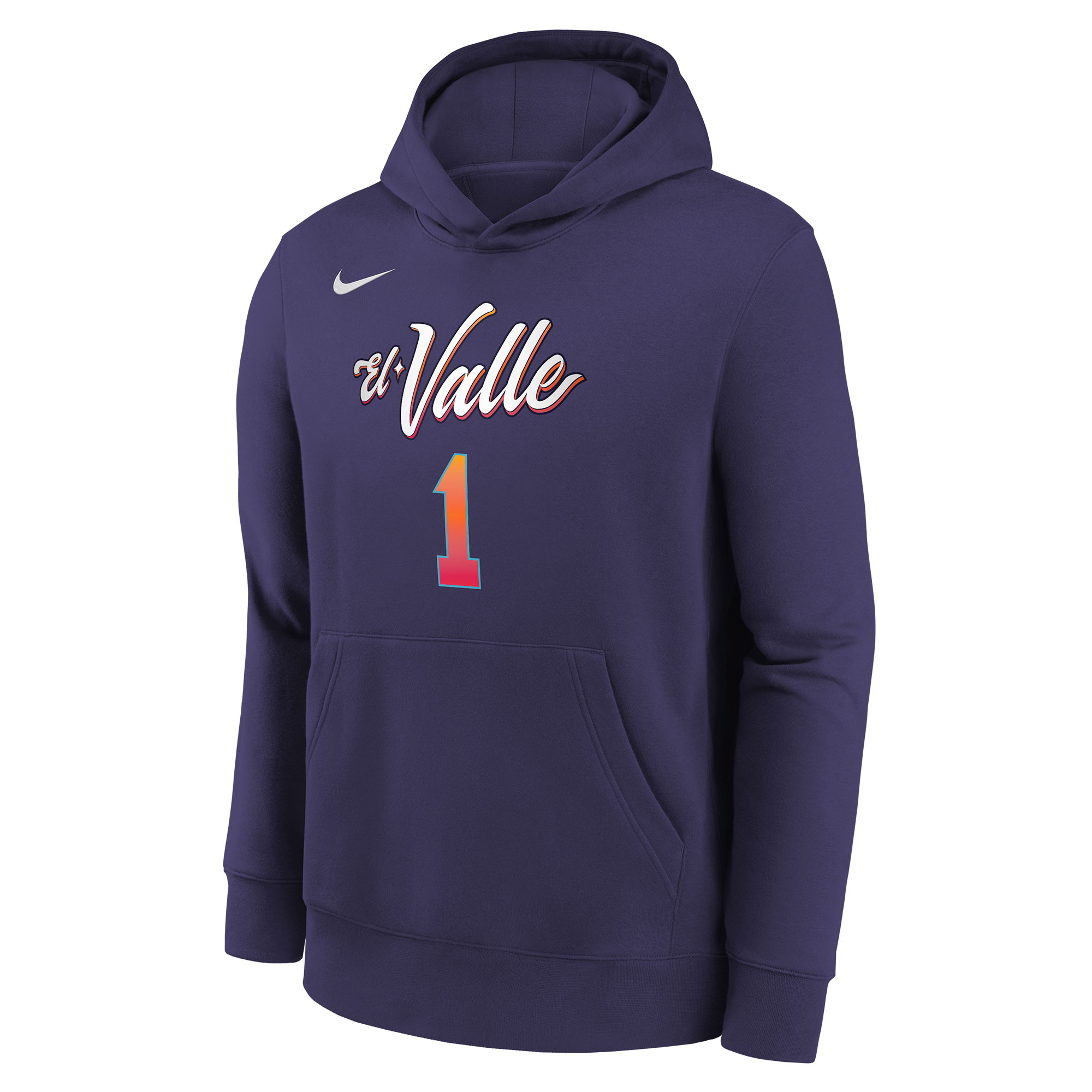 Youth Phoenix Suns Devin Booker  Purple 2023/24 City Edition Name & Number Pullover Hoodie