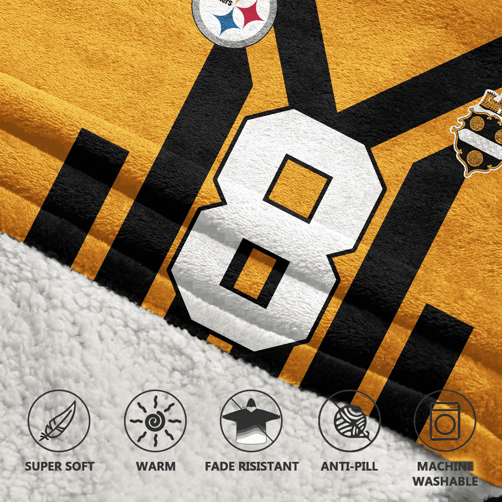 Kid 8 Pittsburgh Football Unisex Blanket Hoodie