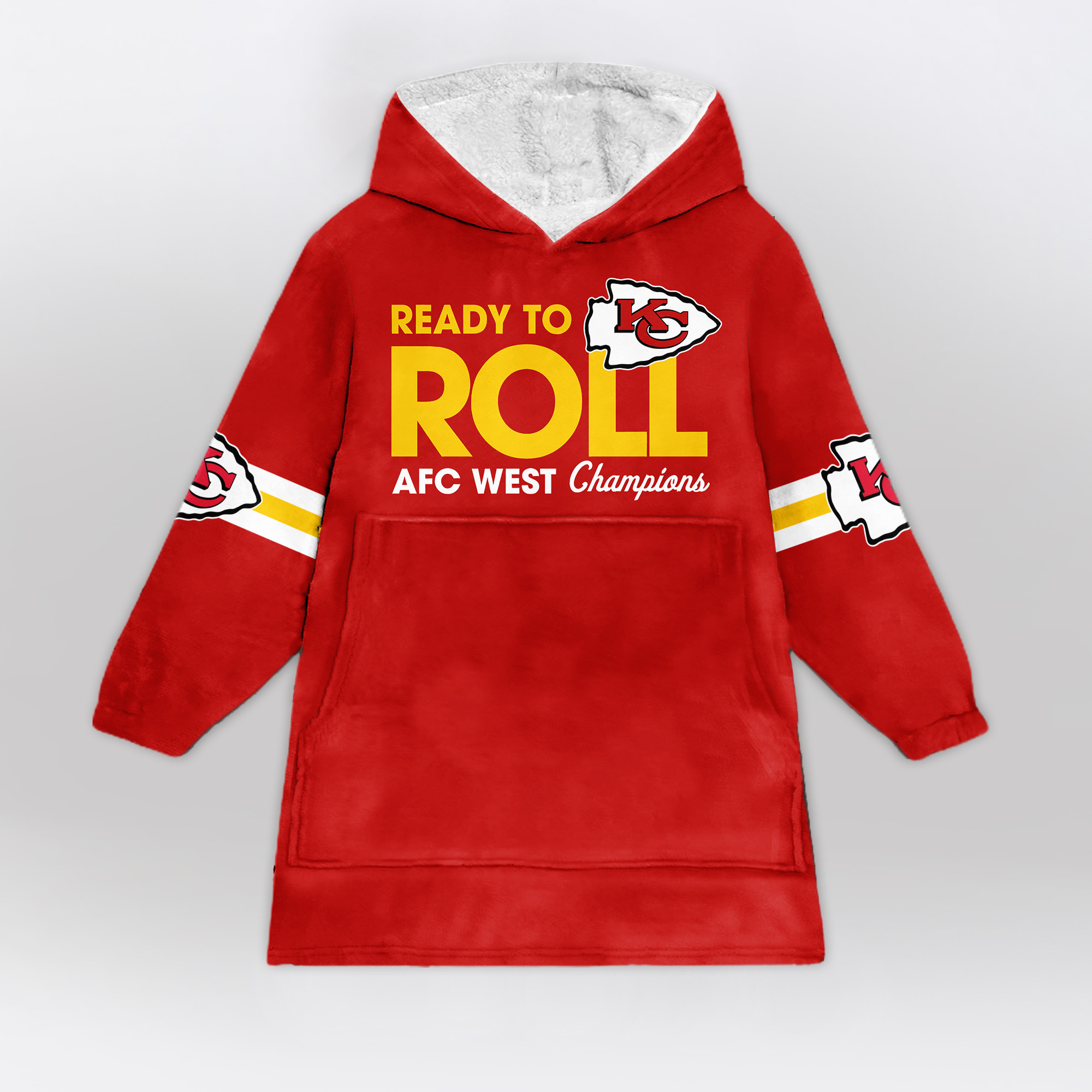 Adult Ready To Roll Kansas City Football Unisex Blanket Hoodie