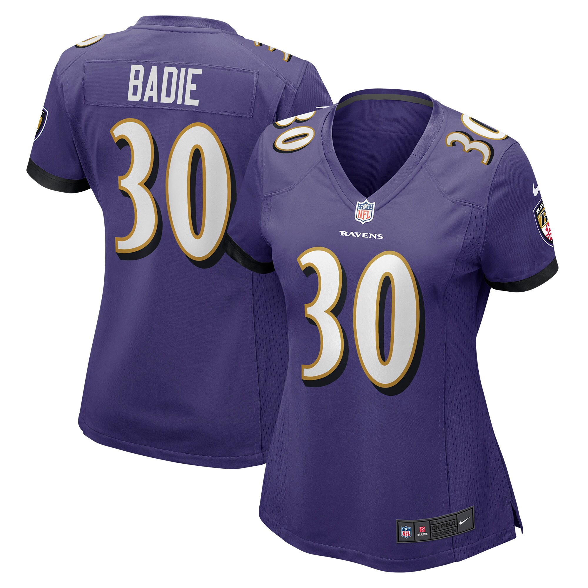 Tyler Badie Baltimore Ravens  Women's Player Game Jersey - Purple