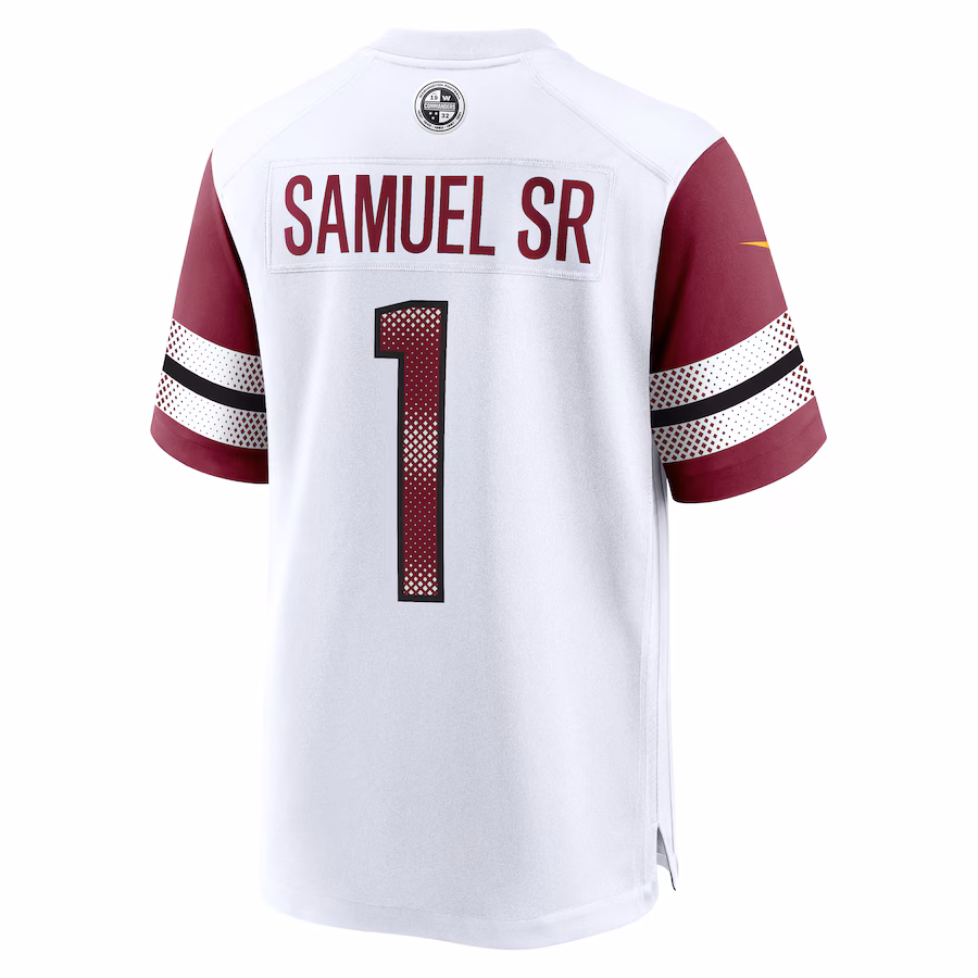Men's Deebo Samuel Sr #1 White Washington Commanders Game Player Jersey